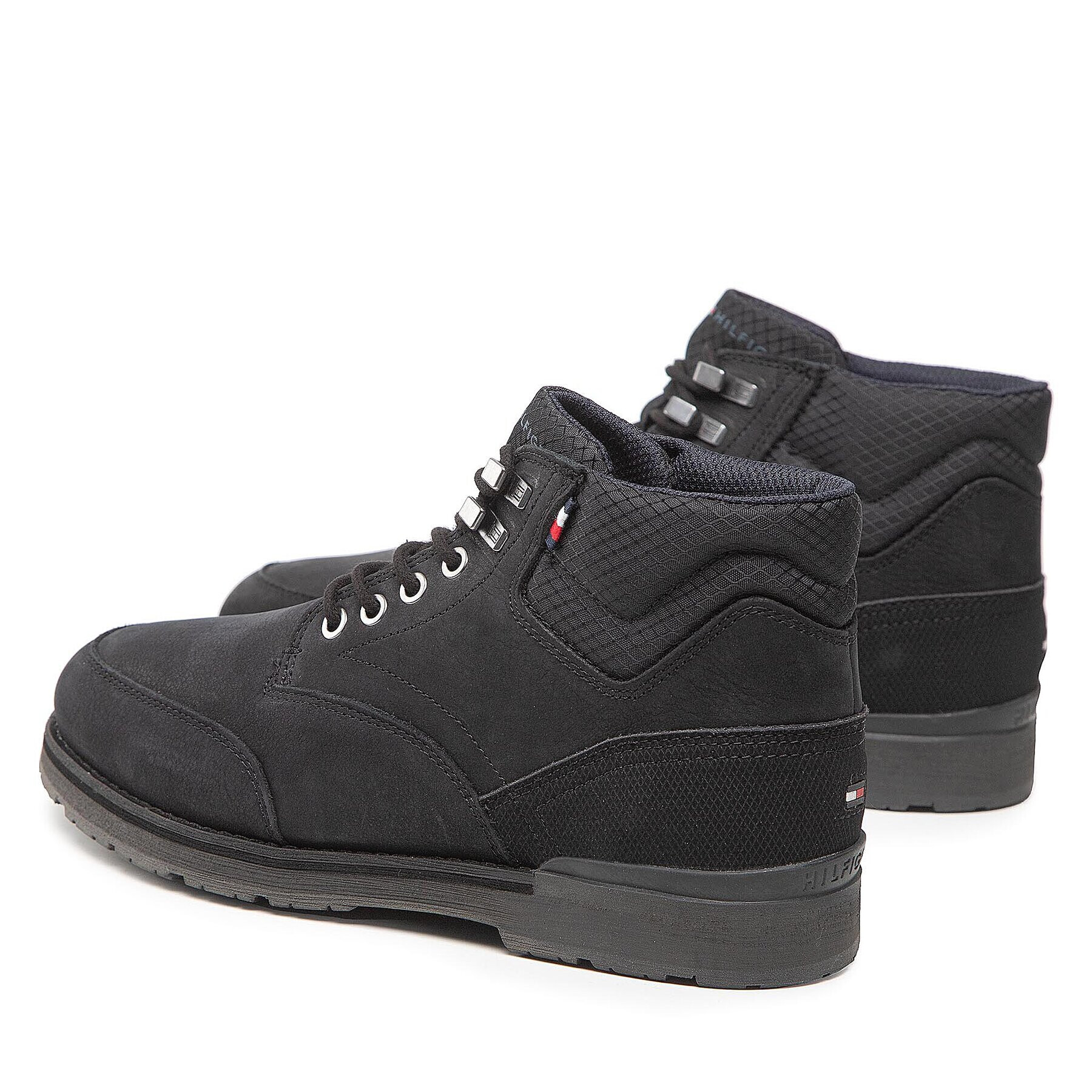 Tommy Hilfiger Kotníková obuv Outdoor Hilfiger Nubuck Mix Boot FM0FM04201 Černá - Pepit.cz