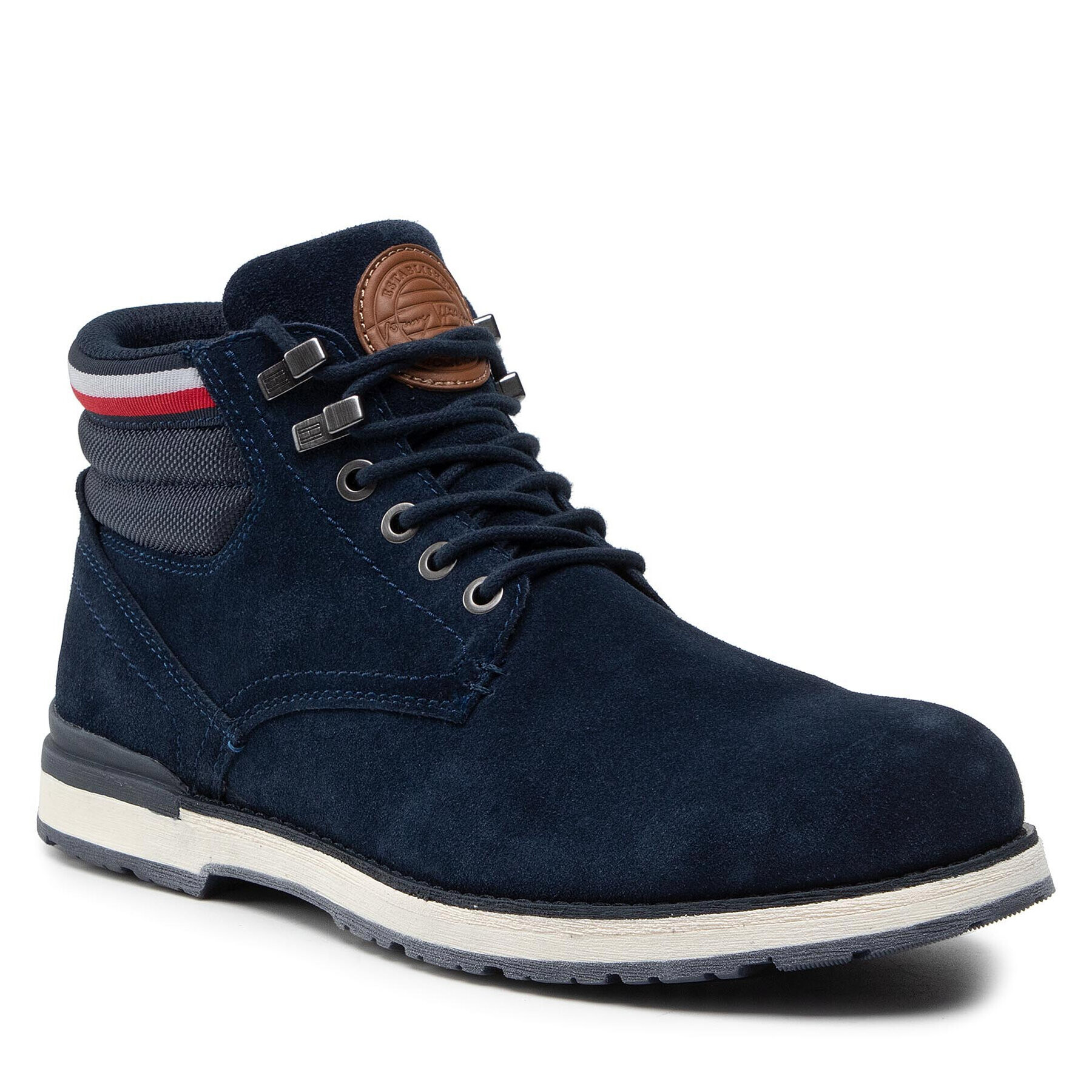 Tommy Hilfiger Kotníková obuv Outdoor Suede Hilfiger Boot FM0FM03817 Tmavomodrá - Pepit.cz