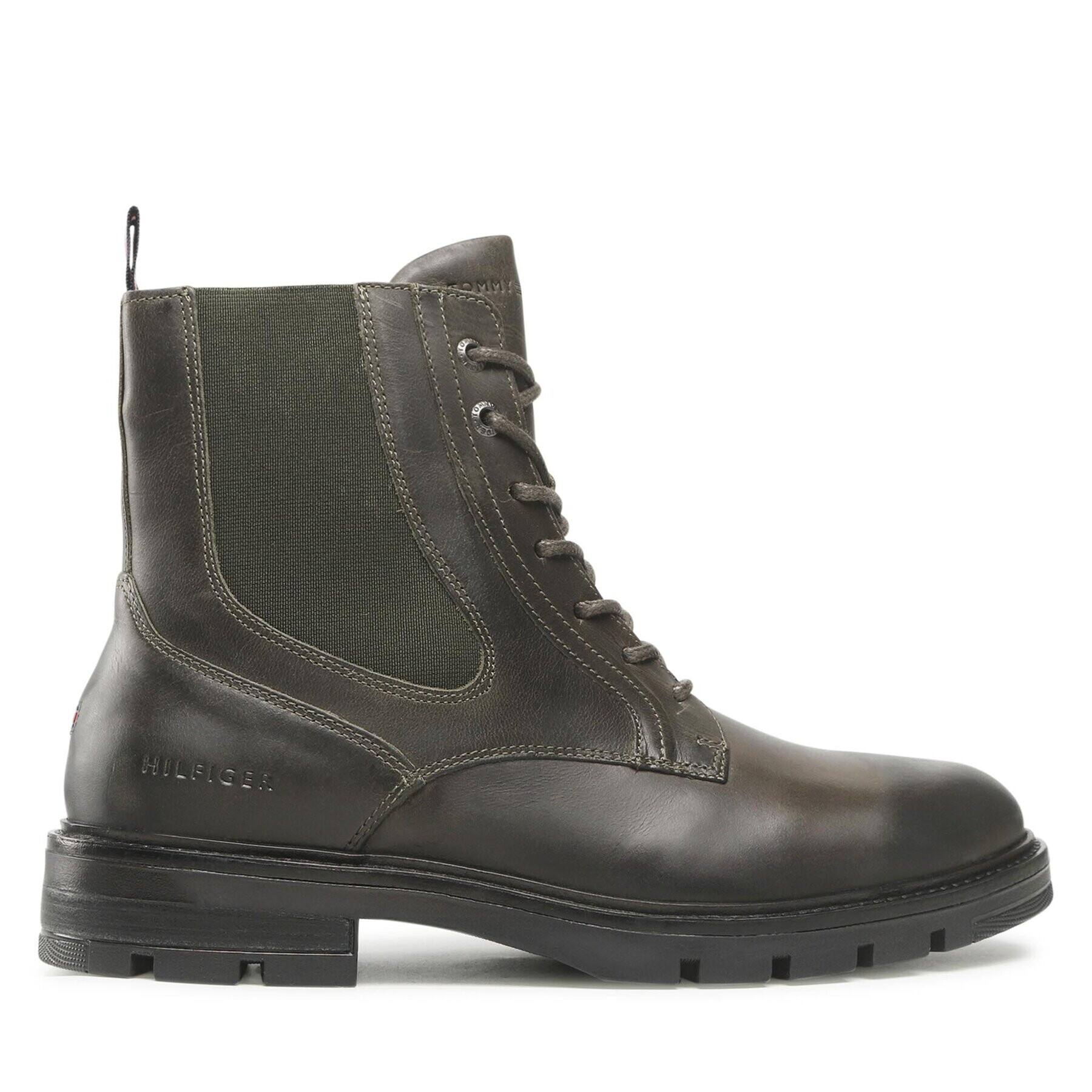 Tommy Hilfiger Kotníková obuv s elastickým prvkem Lth Up Chel Boot FM0FM04204 Zelená - Pepit.cz