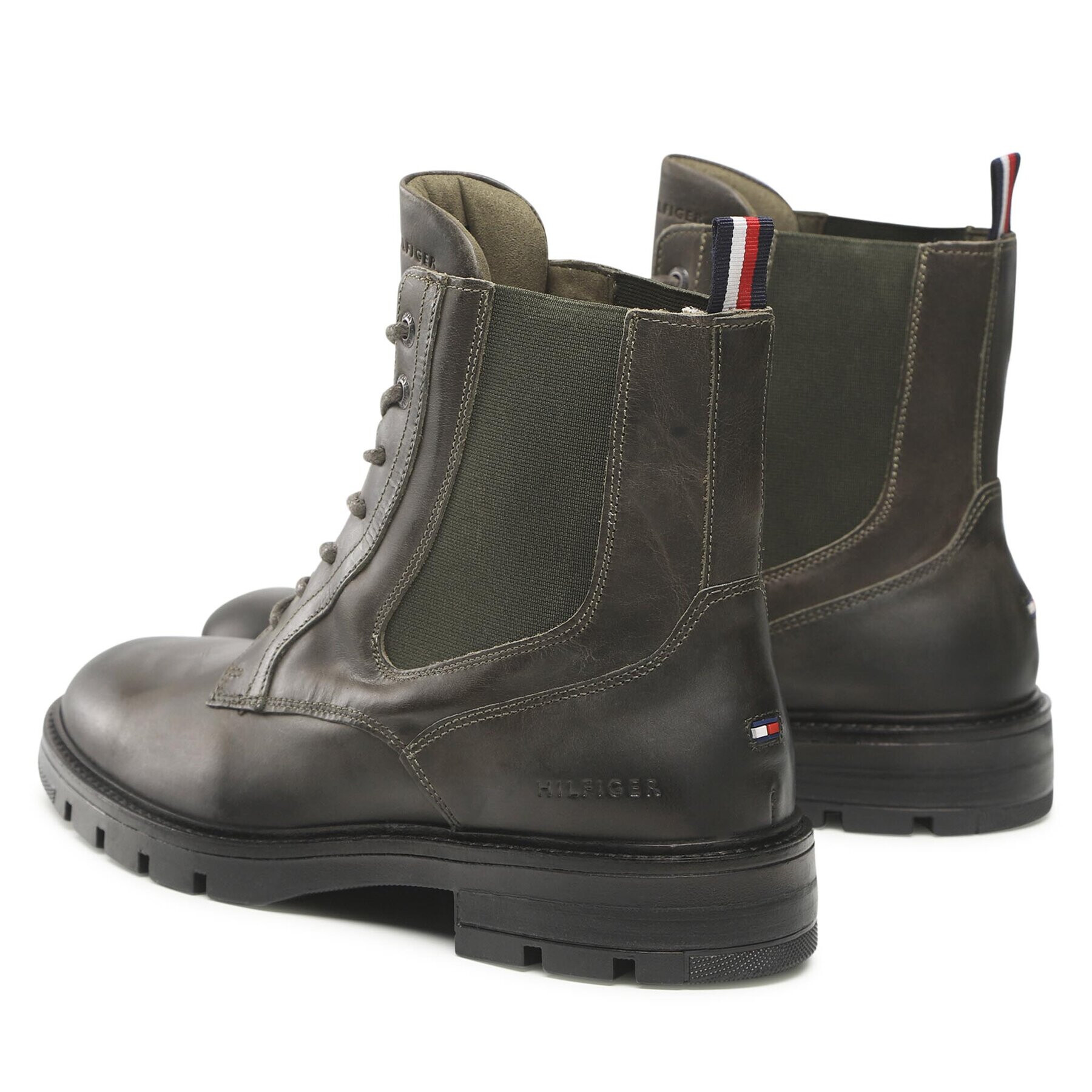 Tommy Hilfiger Kotníková obuv s elastickým prvkem Lth Up Chel Boot FM0FM04204 Zelená - Pepit.cz