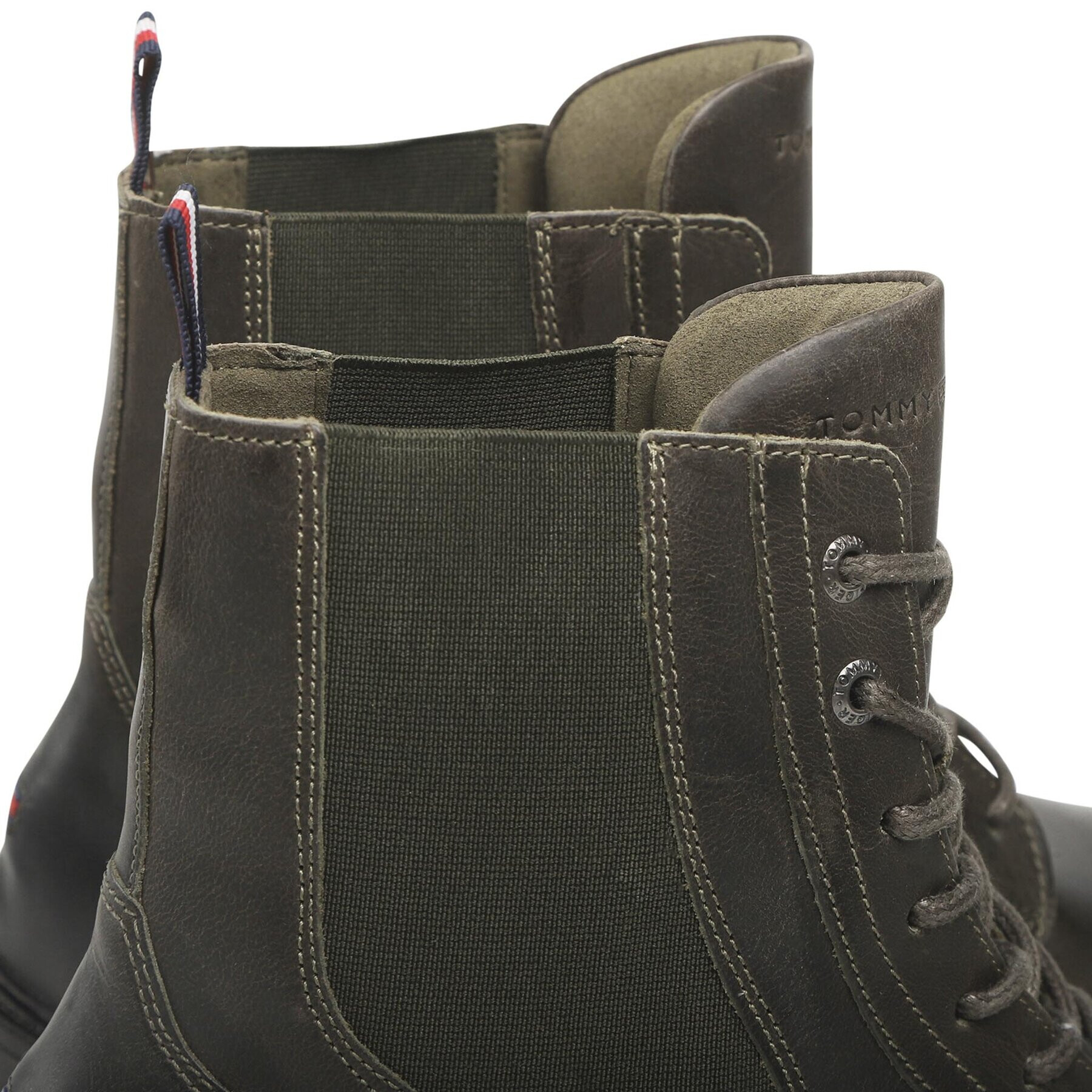 Tommy Hilfiger Kotníková obuv s elastickým prvkem Lth Up Chel Boot FM0FM04204 Zelená - Pepit.cz