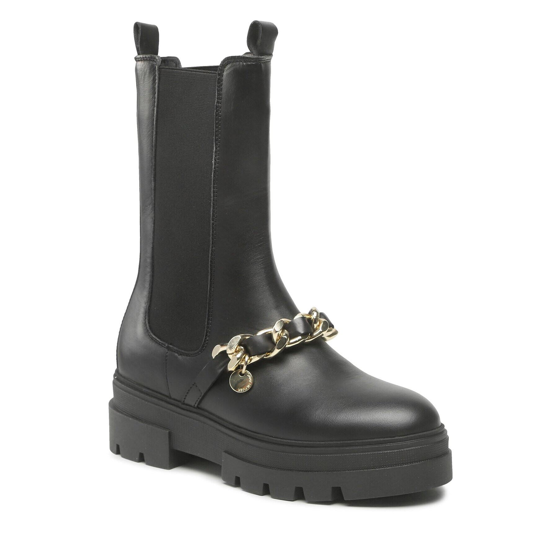 Tommy Hilfiger Kotníková obuv s elastickým prvkem Monochromatic Chelsea Boot Chain FW0FW07046 Černá - Pepit.cz