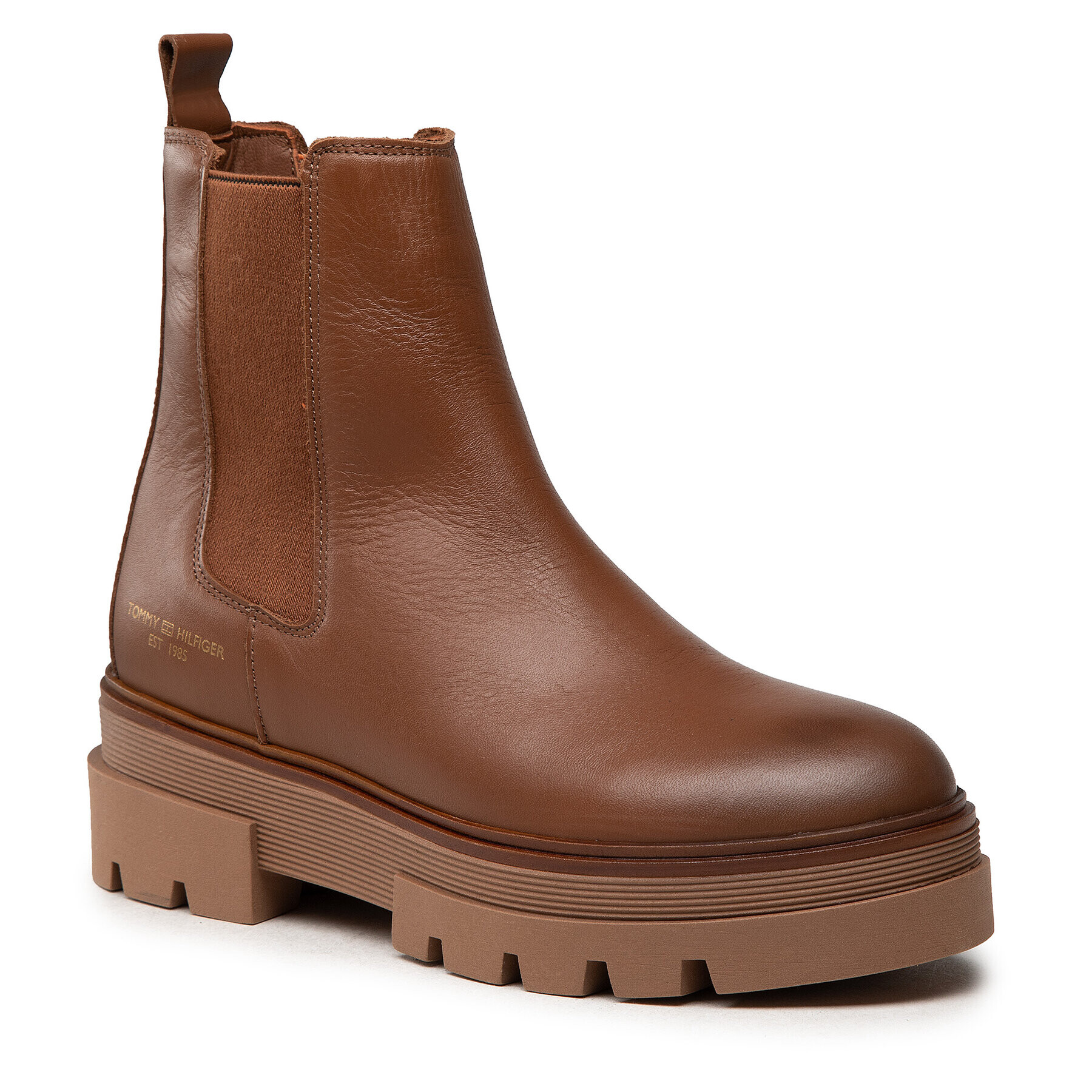 Tommy Hilfiger Kotníková obuv s elastickým prvkem Monochromatic Chelsea Boot FW0FW05950 Hnědá - Pepit.cz