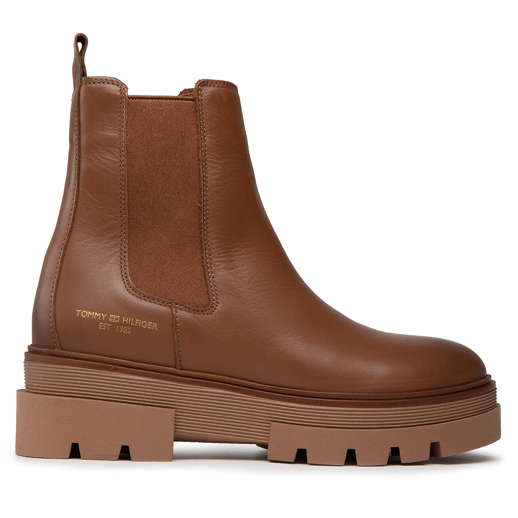 Tommy Hilfiger Kotníková obuv s elastickým prvkem Monochromatic Chelsea Boot FW0FW05950 Hnědá - Pepit.cz