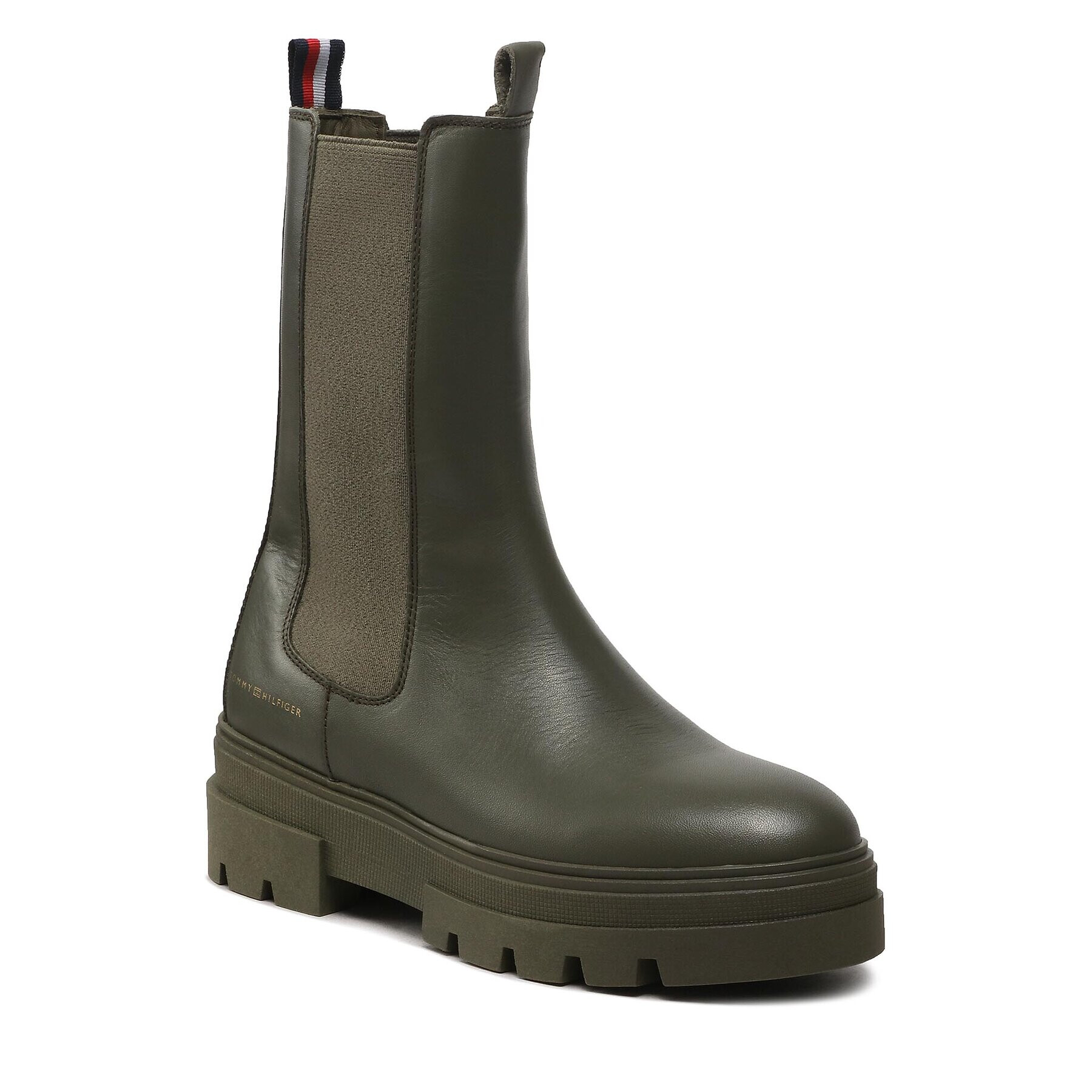 Tommy Hilfiger Kotníková obuv s elastickým prvkem Monochromatic Chelsea Boot FW0FW06730 Khaki - Pepit.cz