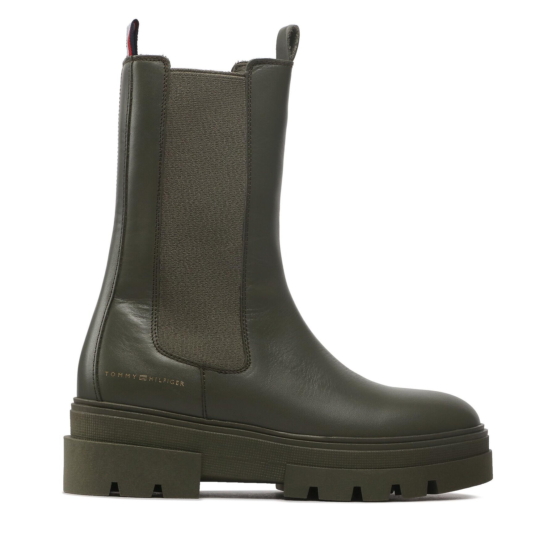 Tommy Hilfiger Kotníková obuv s elastickým prvkem Monochromatic Chelsea Boot FW0FW06730 Khaki - Pepit.cz