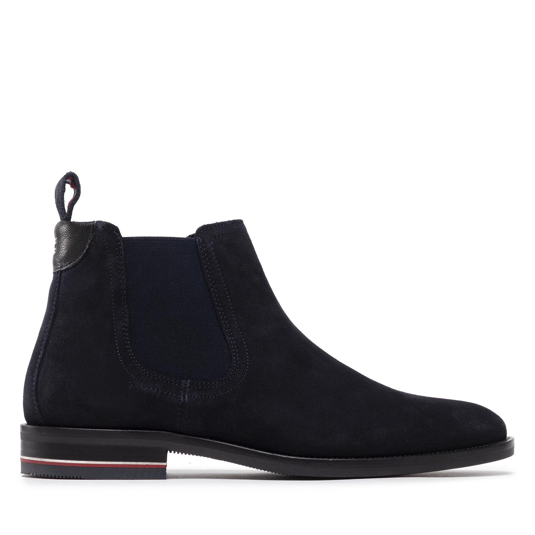 Tommy Hilfiger Kotníková obuv s elastickým prvkem Signature Hilfiger Suede Chelsea FM0FM04175 Tmavomodrá - Pepit.cz