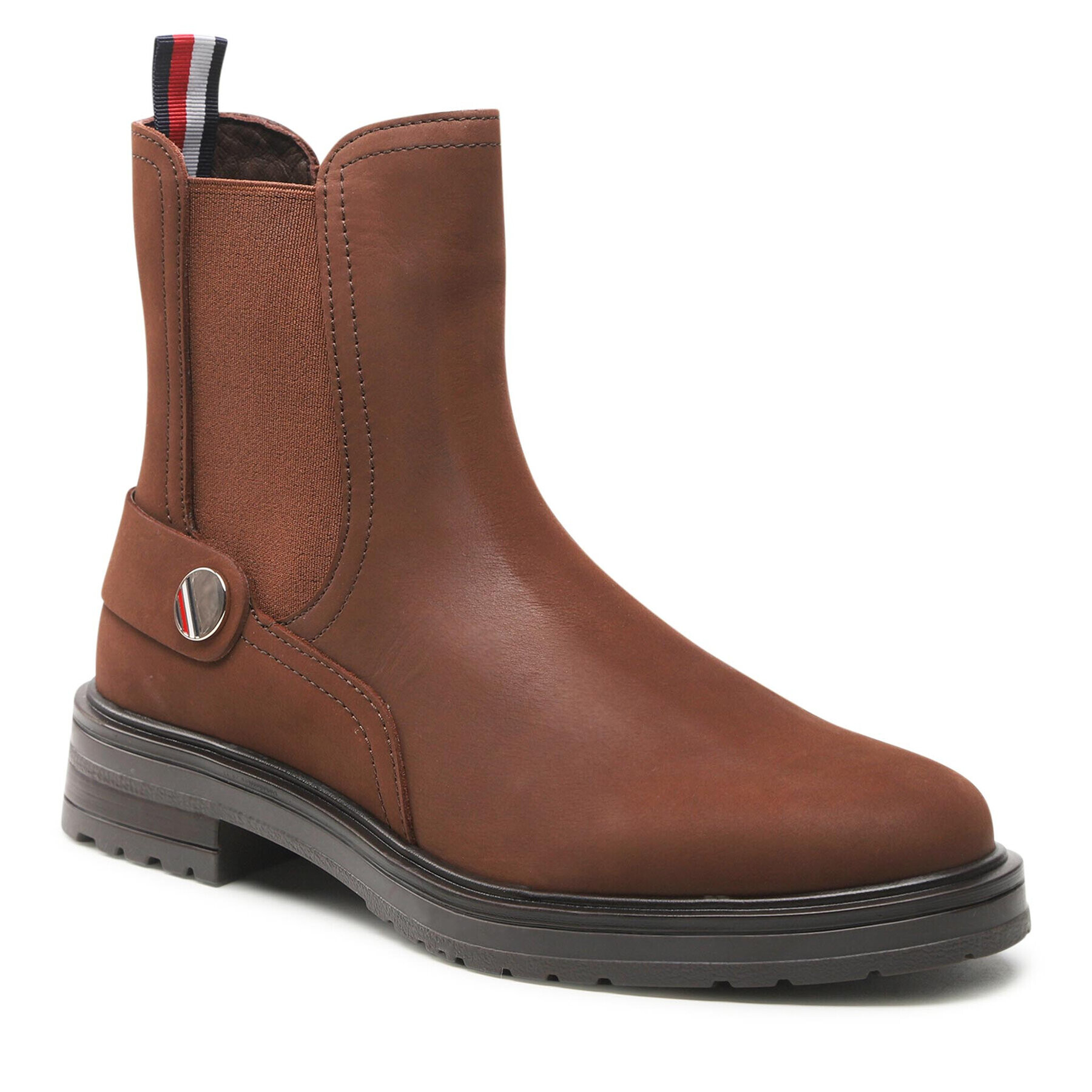 Tommy Hilfiger Kotníková obuv s elastickým prvkem Th Coin Flat Boot FW0FW06742 Hnědá - Pepit.cz