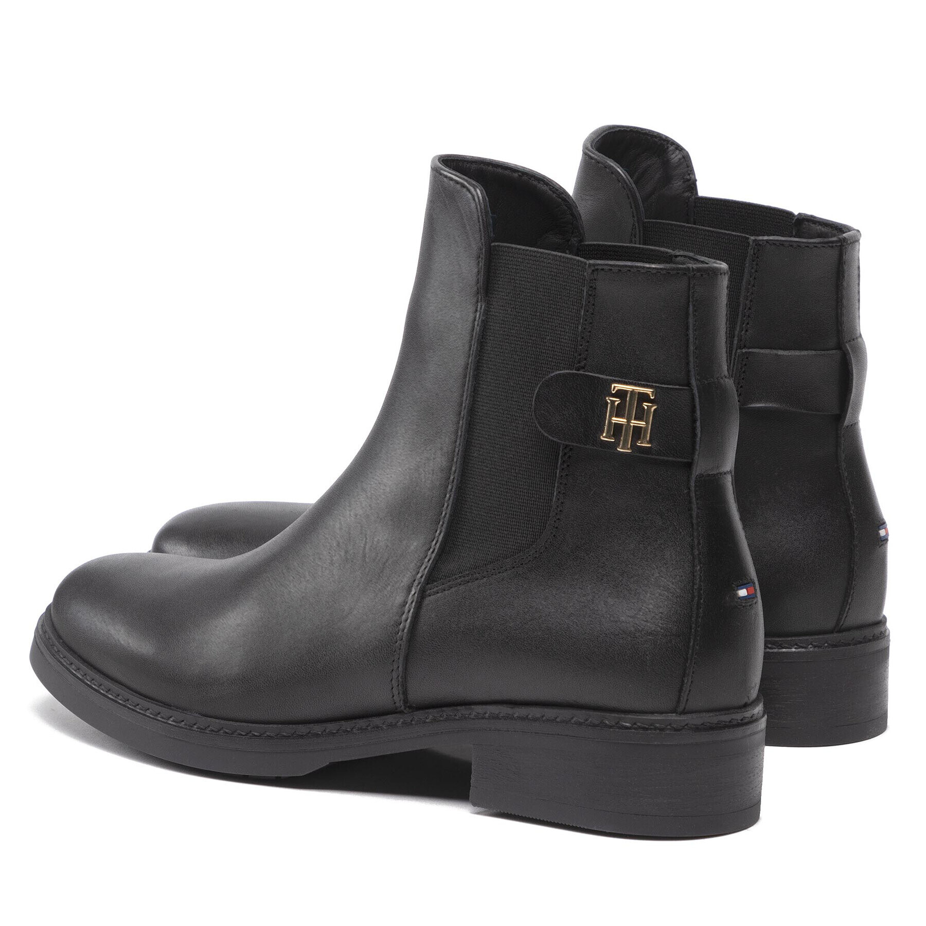 Tommy Hilfiger Kotníková obuv s elastickým prvkem Th Leather Flat Boot FW0FW06749 Černá - Pepit.cz