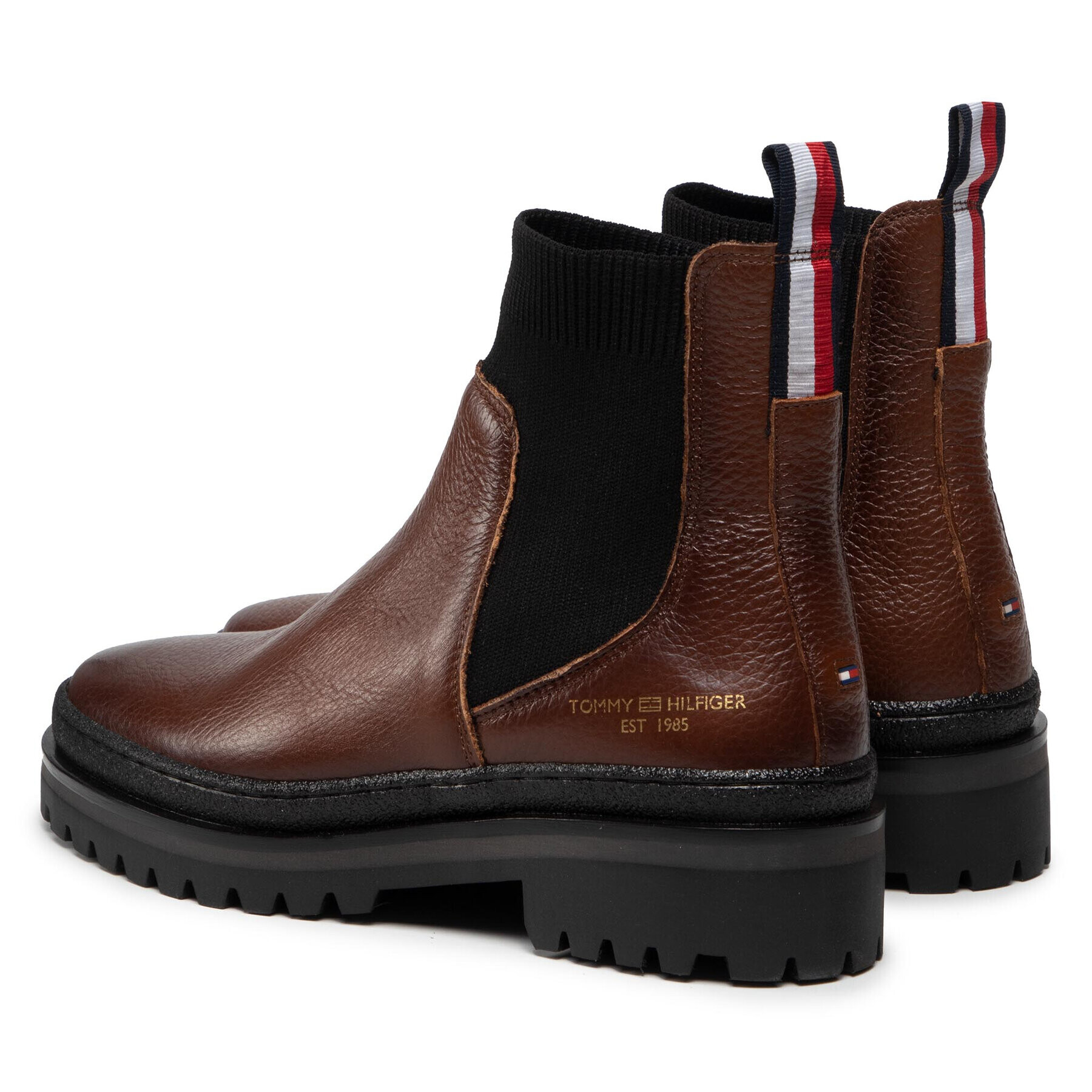 Tommy Hilfiger Kotníková obuv s elastickým prvkem Th Outdoor Knit Flat Boot FW0FW06001 Hnědá - Pepit.cz