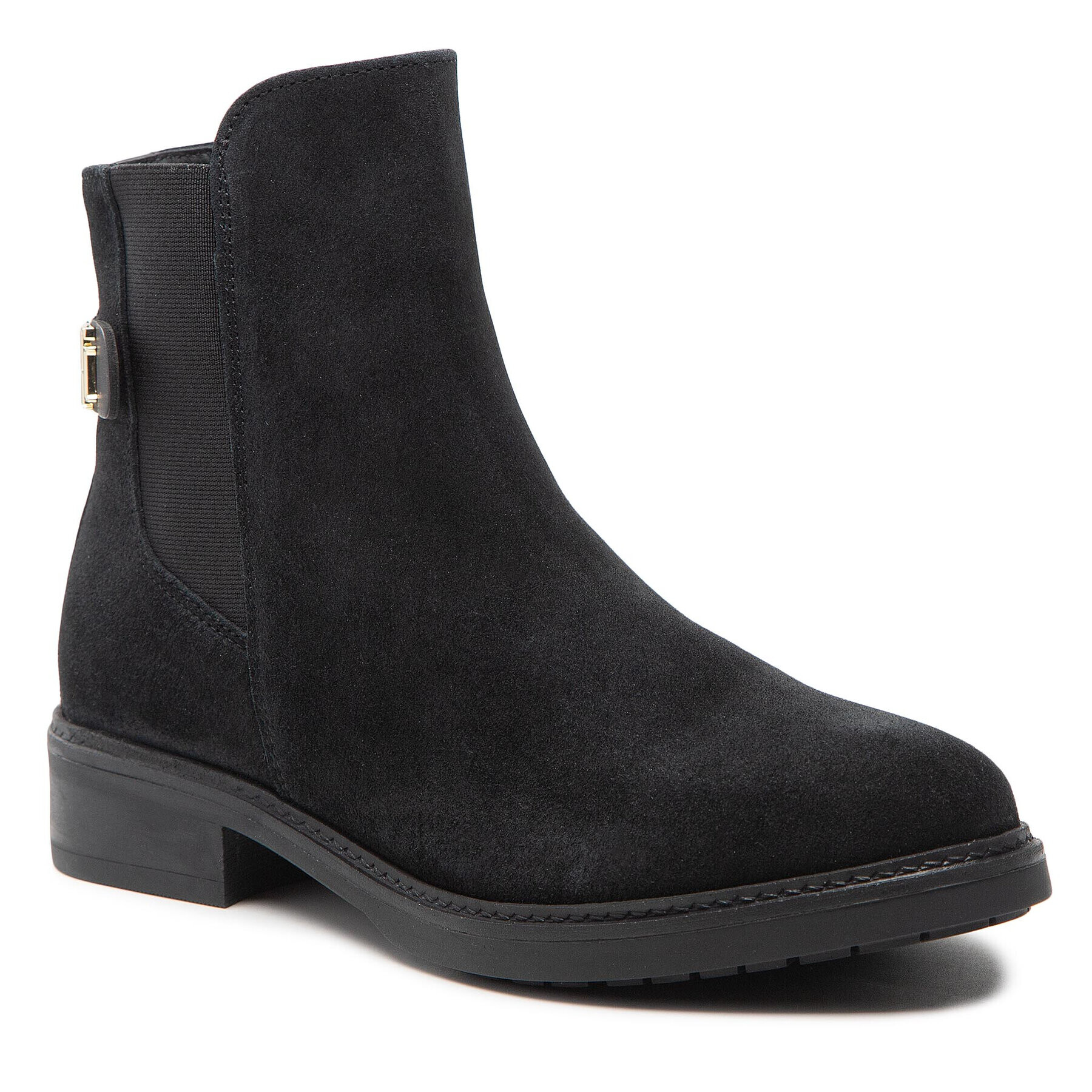 Tommy Hilfiger Kotníková obuv s elastickým prvkem Th Suede Flat Boot FW0FW06750 Černá - Pepit.cz