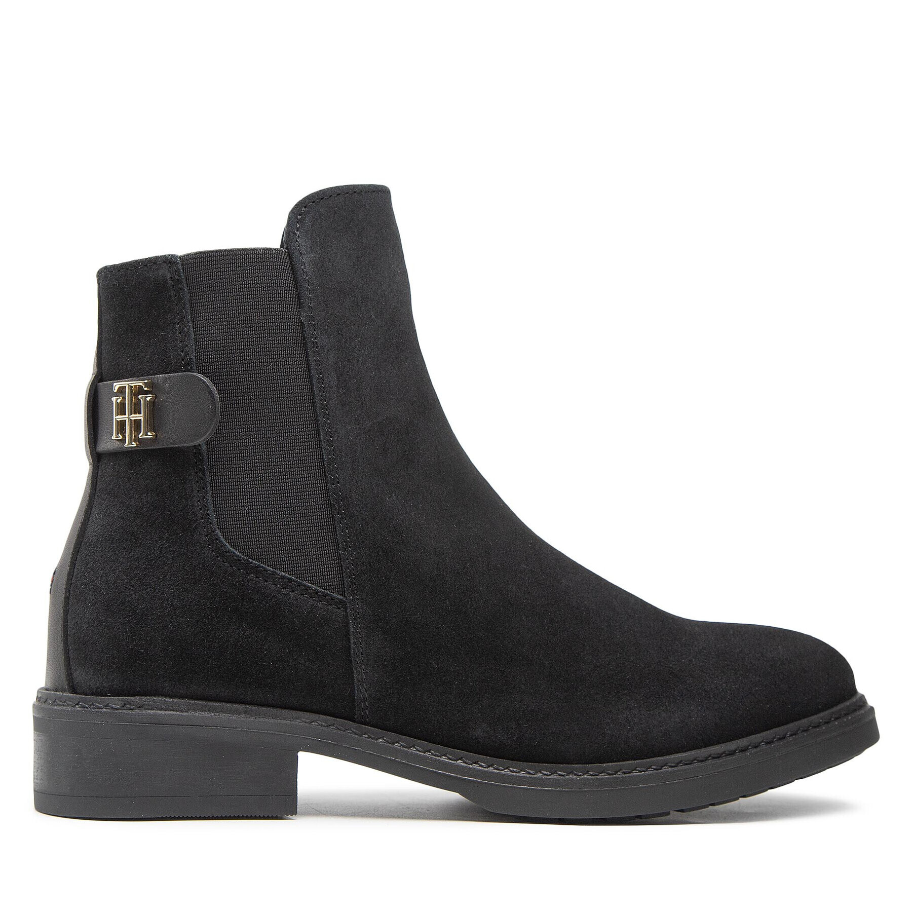 Tommy Hilfiger Kotníková obuv s elastickým prvkem Th Suede Flat Boot FW0FW06750 Černá - Pepit.cz