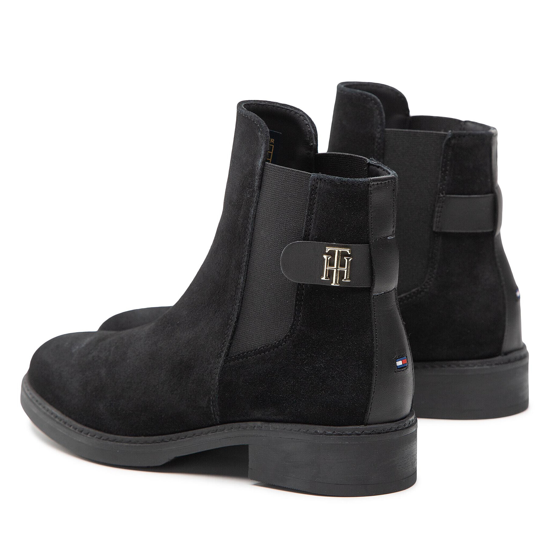 Tommy Hilfiger Kotníková obuv s elastickým prvkem Th Suede Flat Boot FW0FW06750 Černá - Pepit.cz