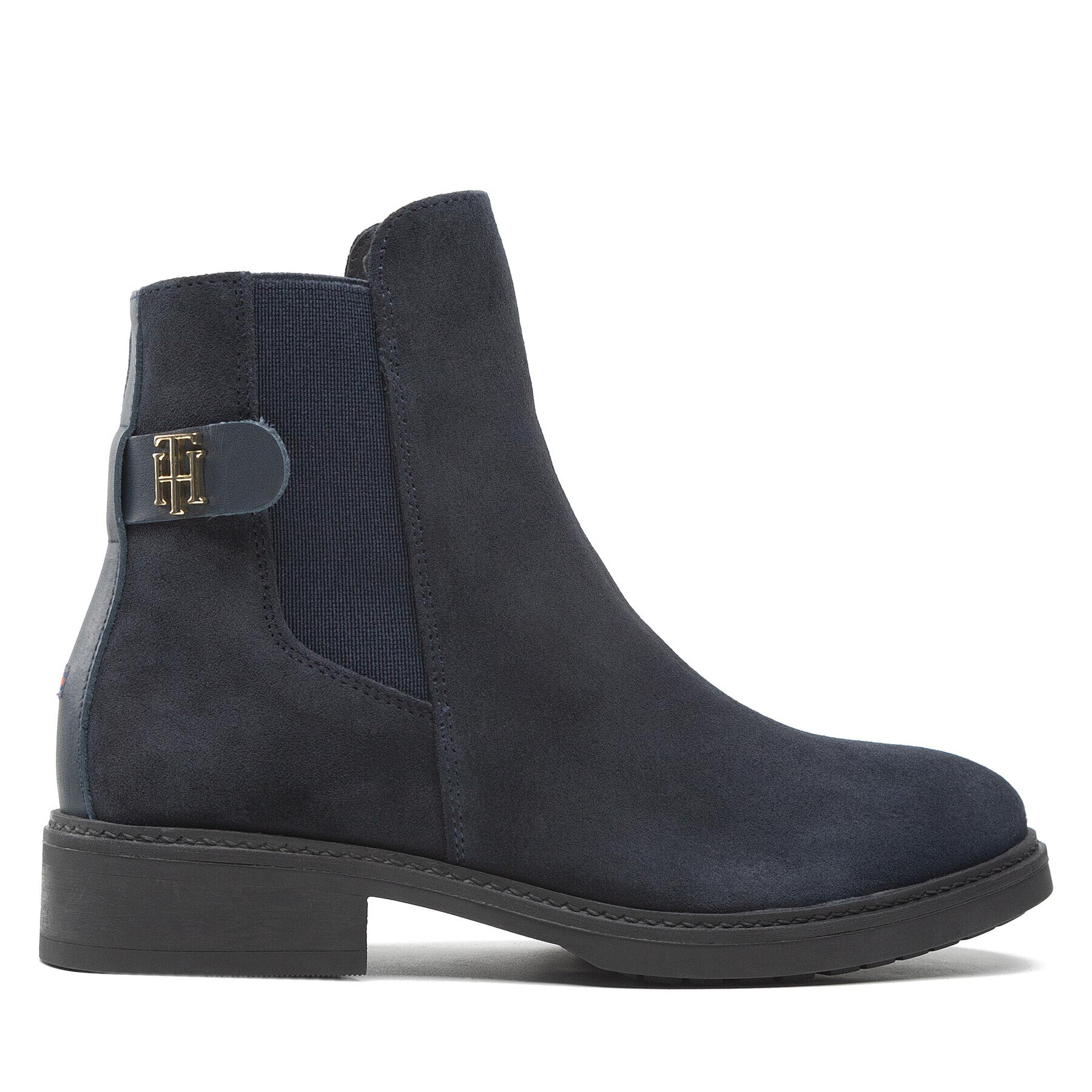 Tommy Hilfiger Kotníková obuv s elastickým prvkem Th Suede Flat Boot FW0FW06750 Tmavomodrá - Pepit.cz