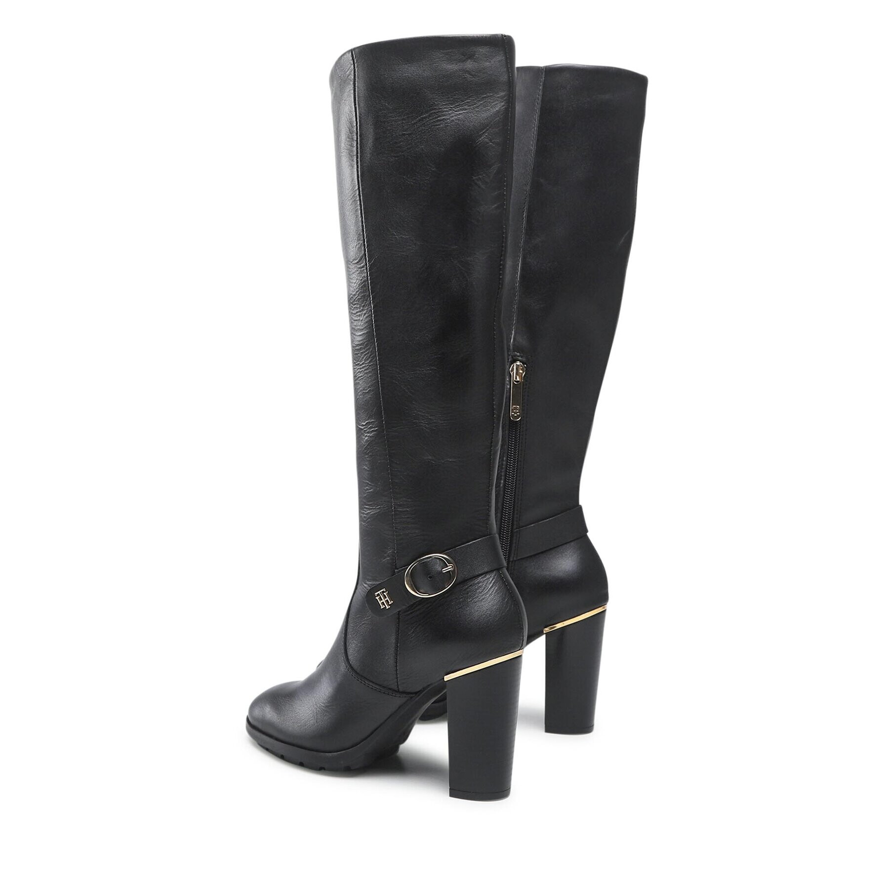 Tommy Hilfiger Kozačky Belt High Heel Longboot FW0FW07053 Černá - Pepit.cz