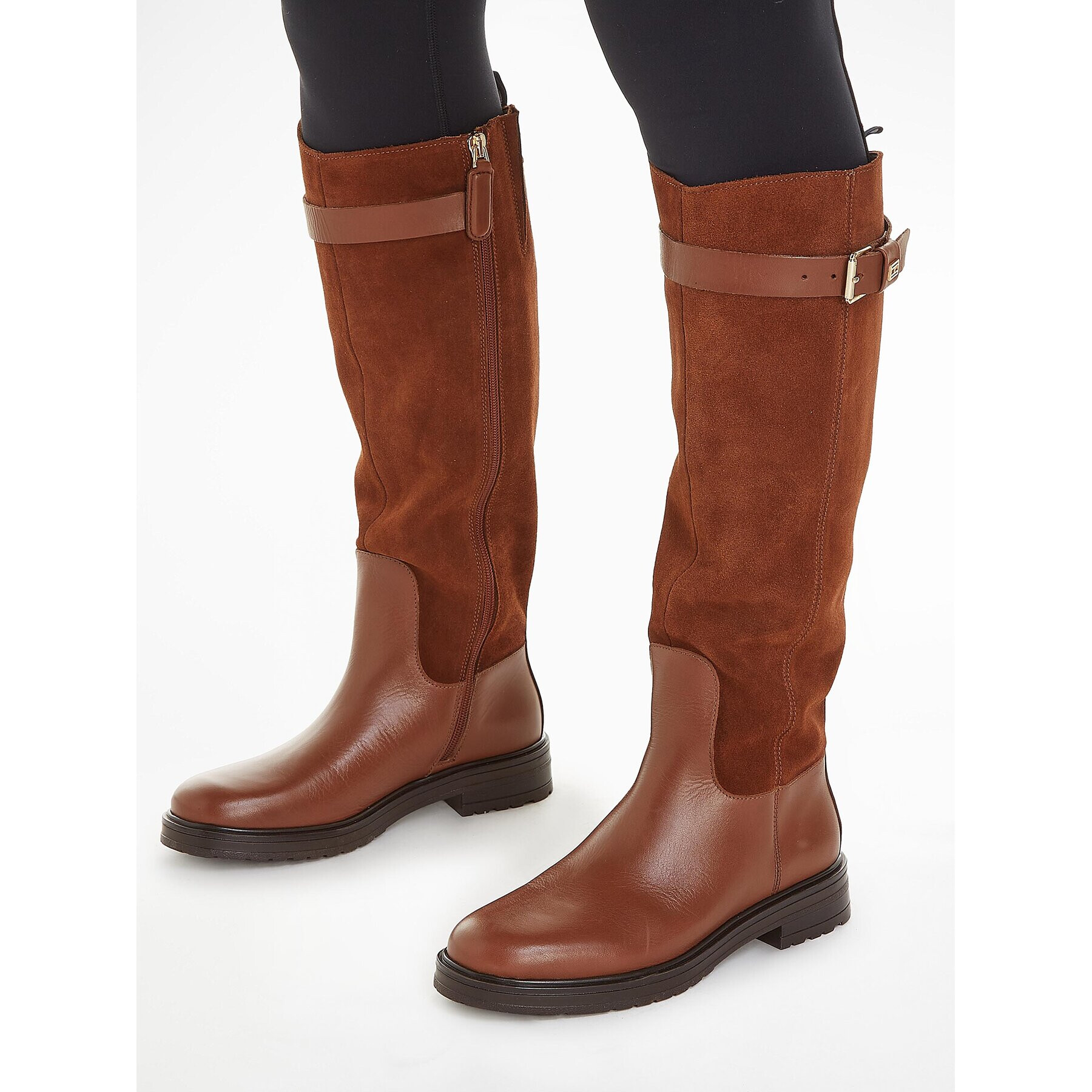 Tommy Hilfiger Kozačky ve vojenském stylu Casual Essential Belt Longboot FW0FW07480 Hnědá - Pepit.cz