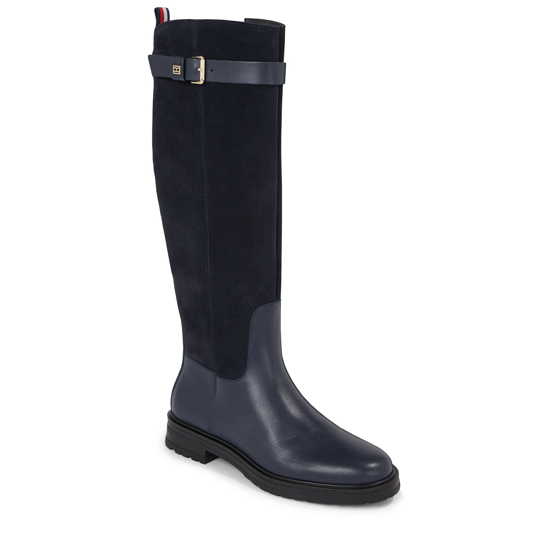 Tommy Hilfiger Kozačky ve vojenském stylu Casual Essential Belt Longboot FW0FW07480 Modrá - Pepit.cz