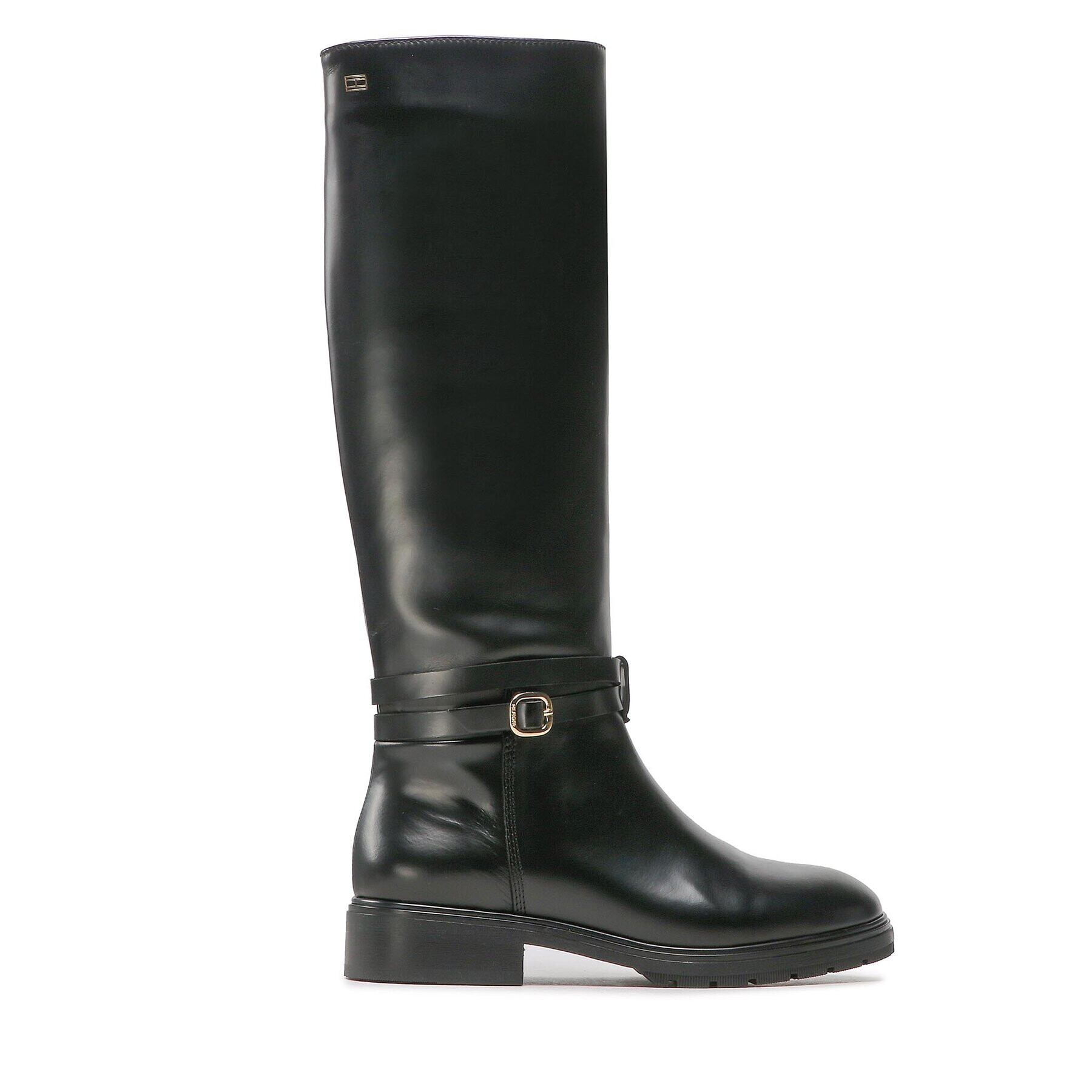 Tommy Hilfiger Kozačky ve vojenském stylu Leather Belt Longboot FW0FW06758 Černá - Pepit.cz