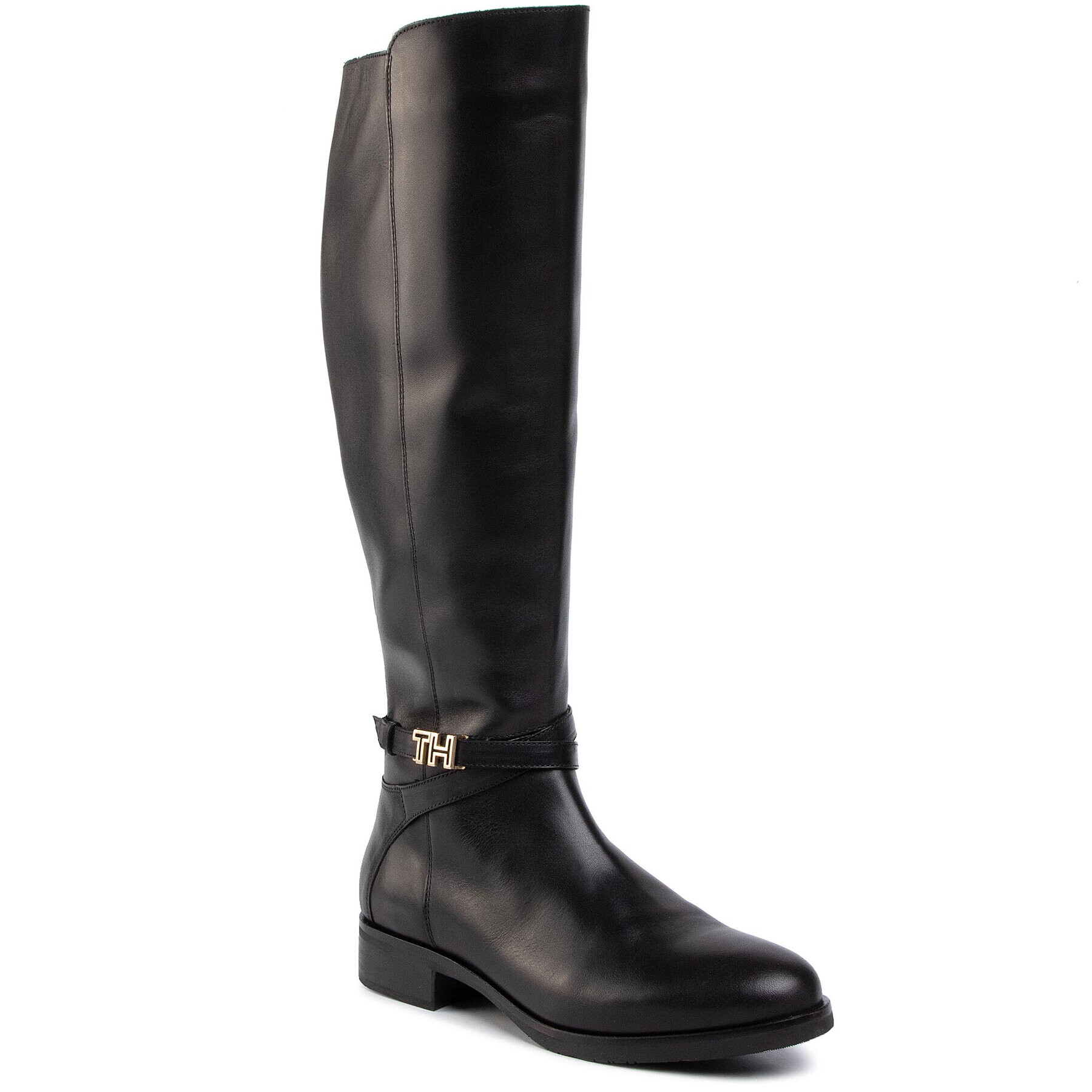 Tommy Hilfiger Kozačky ve vojenském stylu Th Hardware Leather Longboot FW0FW04283 Černá - Pepit.cz