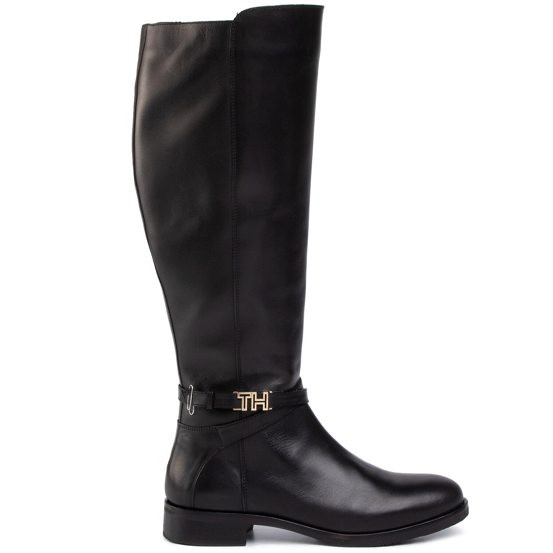 Tommy Hilfiger Kozačky ve vojenském stylu Th Hardware Leather Longboot FW0FW04283 Černá - Pepit.cz