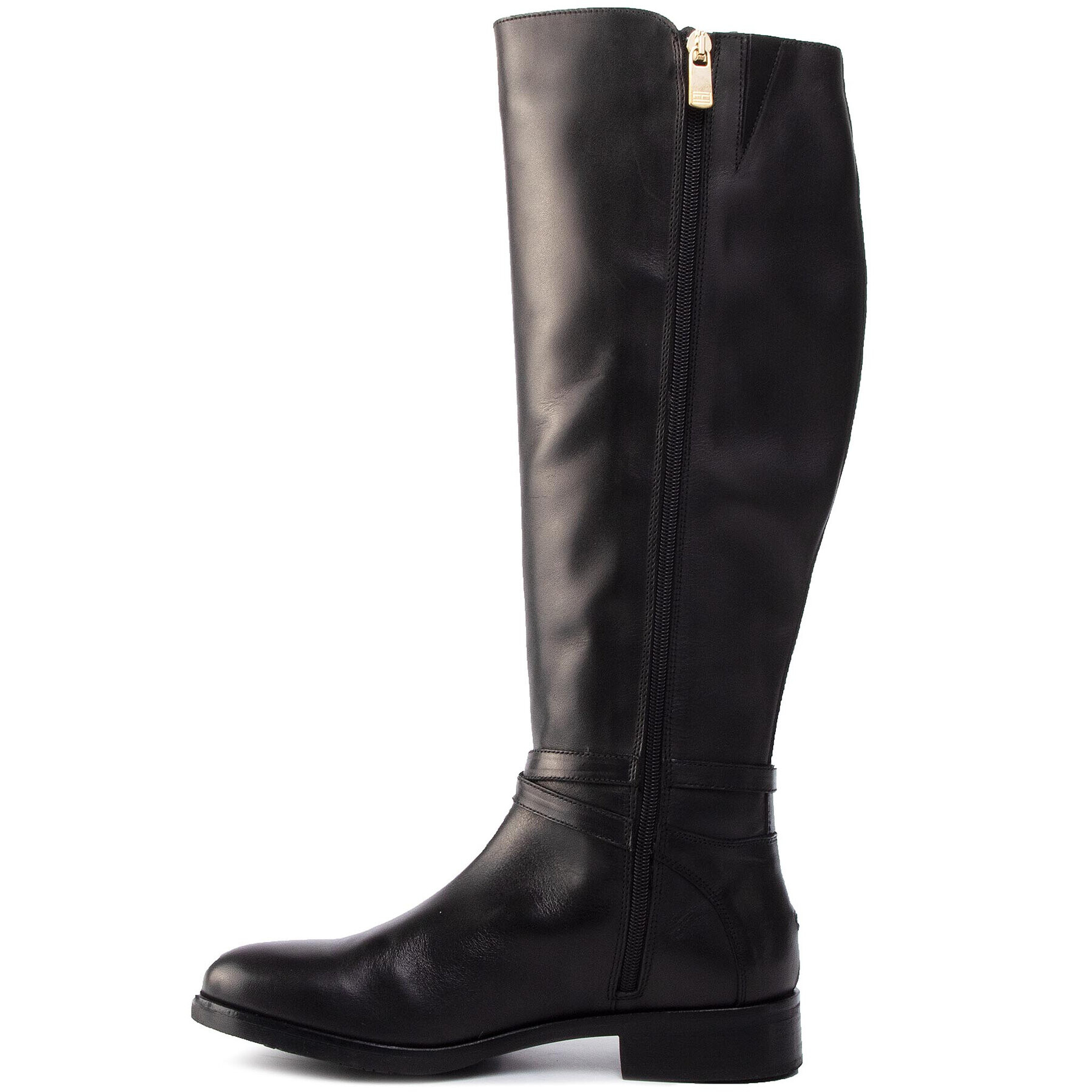 Tommy Hilfiger Kozačky ve vojenském stylu Th Hardware Leather Longboot FW0FW04283 Černá - Pepit.cz