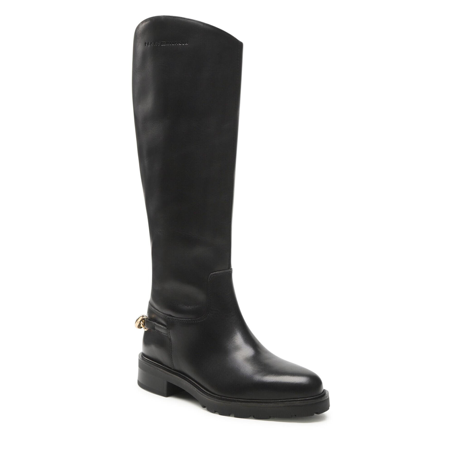 Tommy Hilfiger Kozačky ve vojenském stylu Twist Flat Longboot FW0FW07057 Černá - Pepit.cz