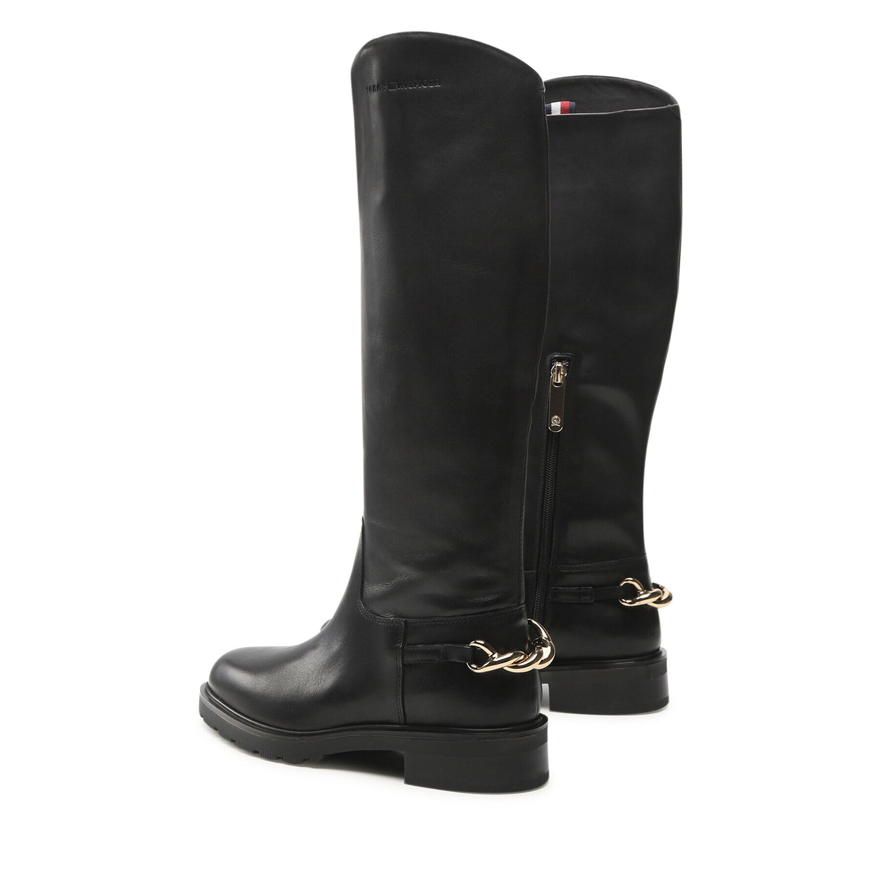 Tommy Hilfiger Kozačky ve vojenském stylu Twist Flat Longboot FW0FW07057 Černá - Pepit.cz