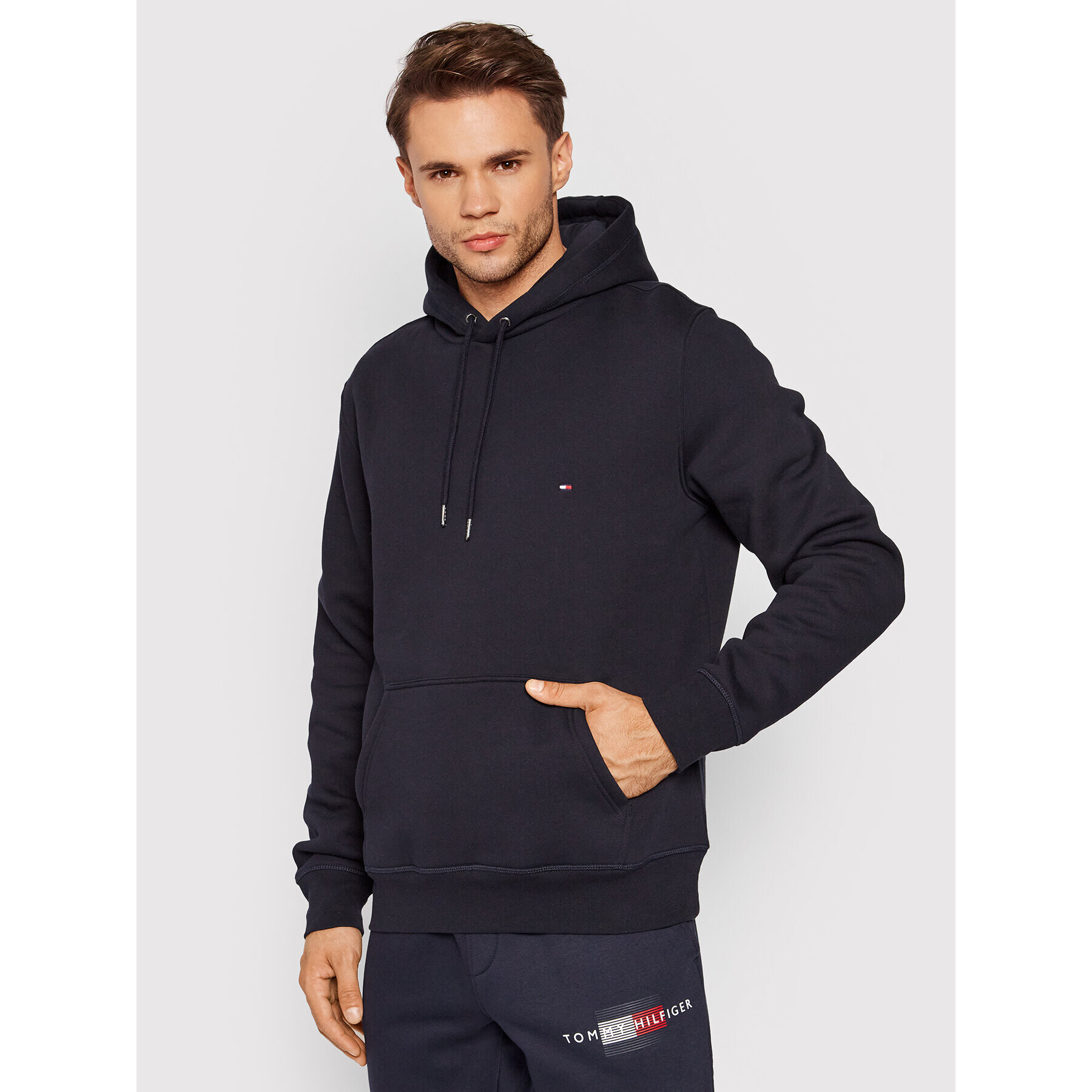 Tommy Hilfiger Mikina Basic Flag MW0MW17022 Tmavomodrá Regular Fit - Pepit.cz