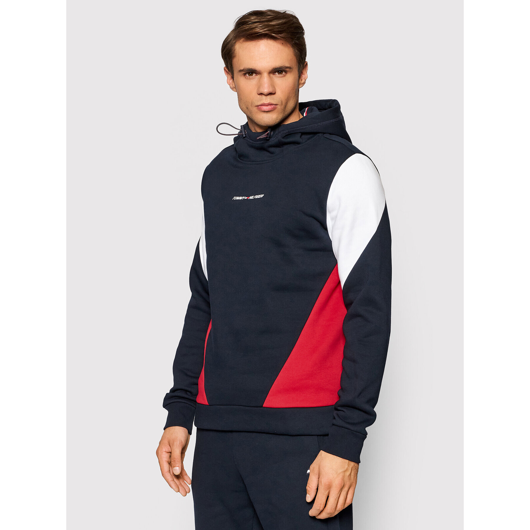 Tommy Hilfiger Mikina Blocked Seasonal MW0MW19761 Tmavomodrá Regular Fit - Pepit.cz