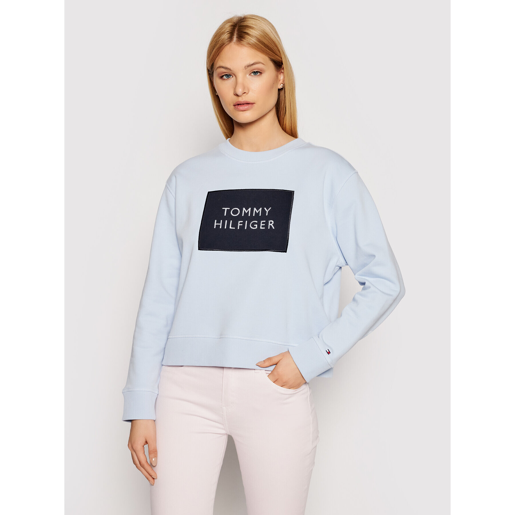 Tommy Hilfiger Mikina Box WW0WW30391 Modrá Relaxed Fit - Pepit.cz