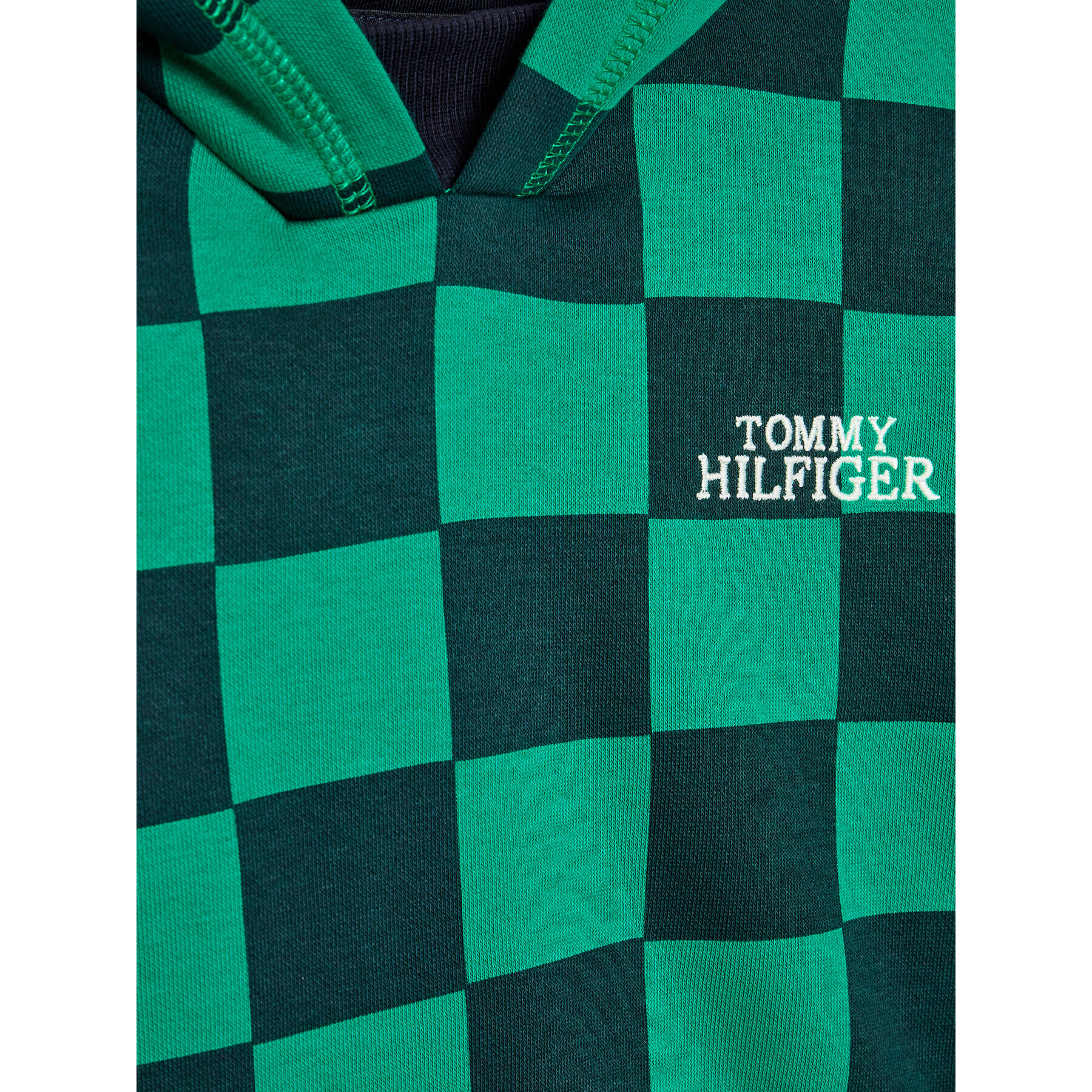 Tommy Hilfiger Mikina Checker Board KB0KB07777 M Zelená Regular Fit - Pepit.cz