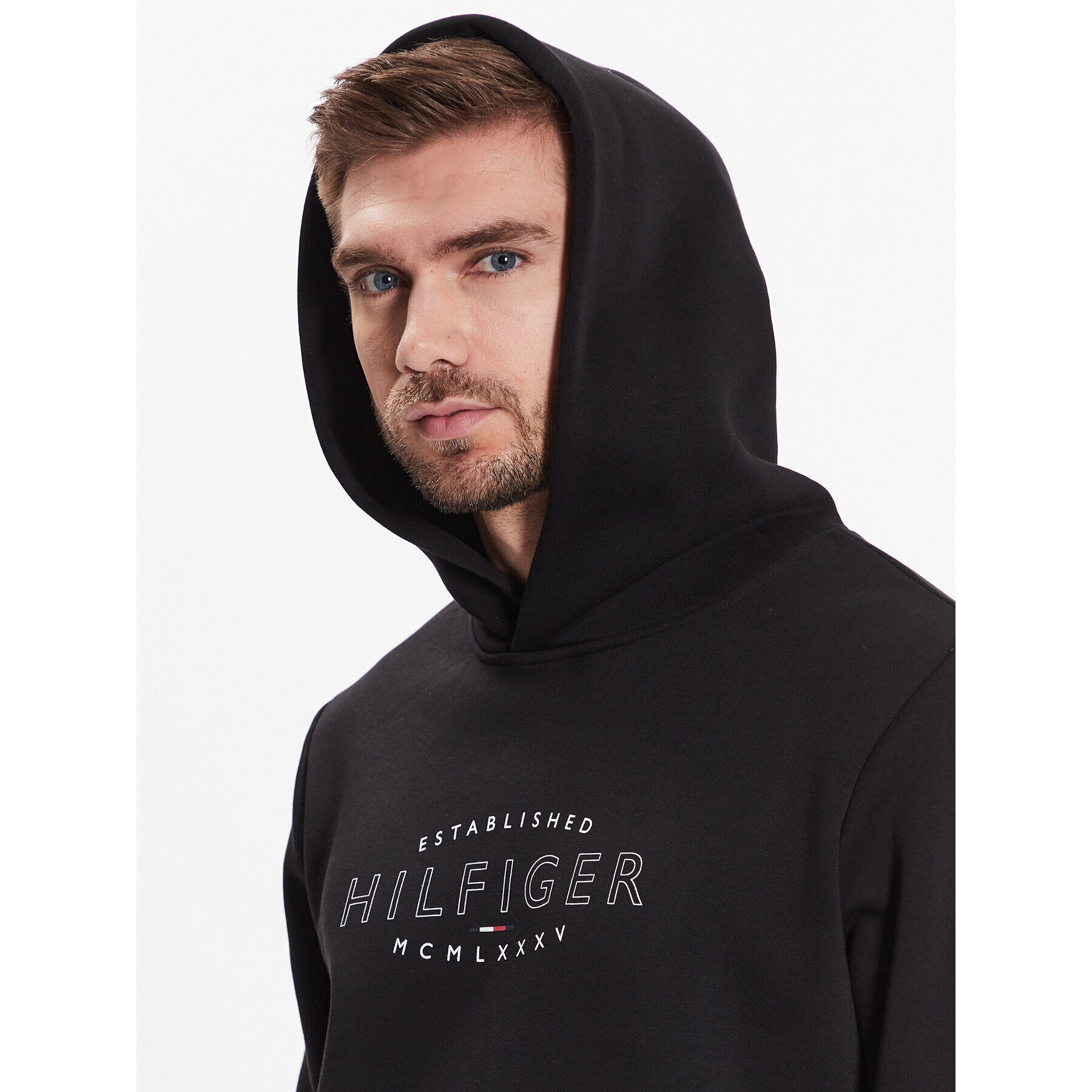 Tommy Hilfiger Mikina Curve Logo MW0MW30013 Černá Regular Fit - Pepit.cz