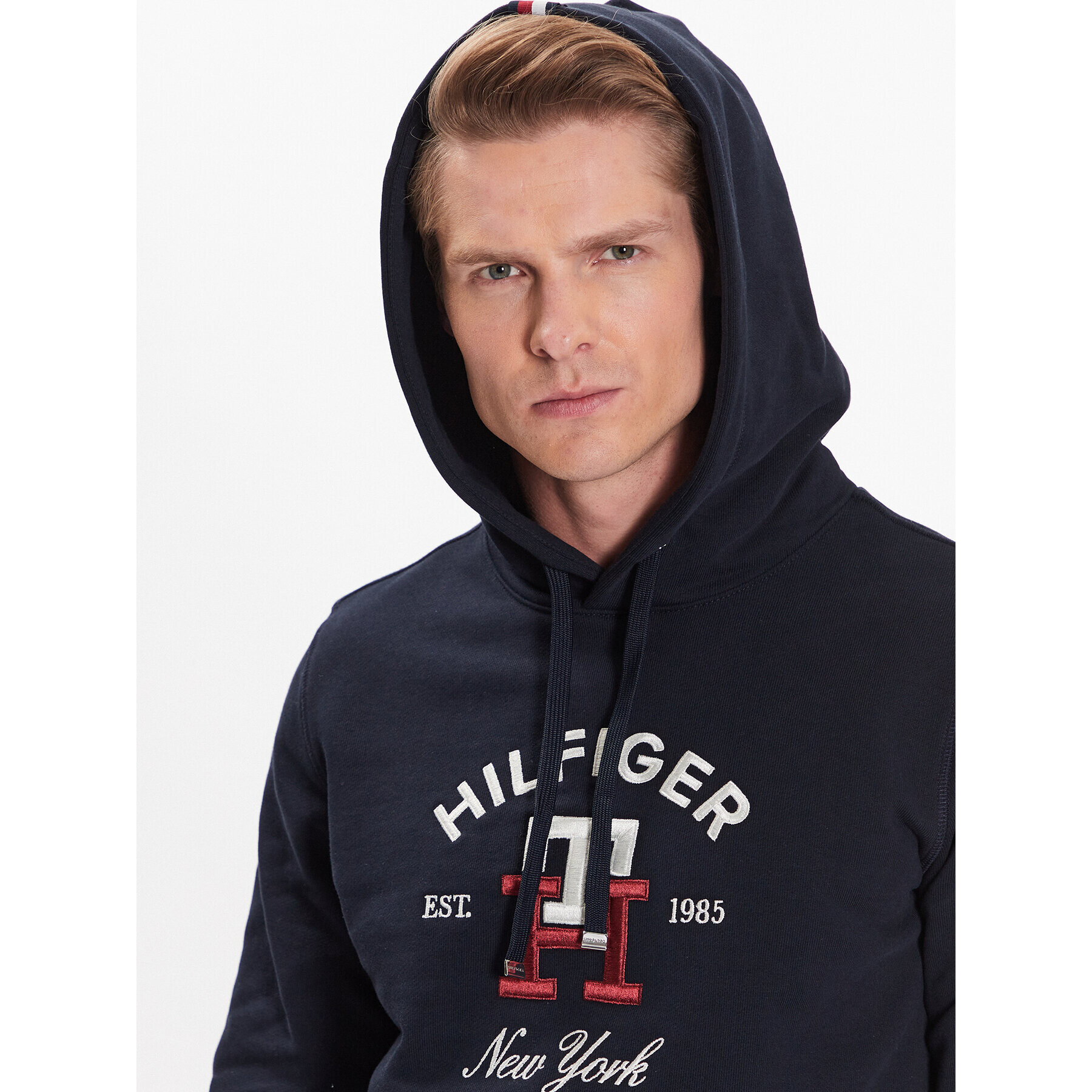 Tommy Hilfiger Mikina Curved Monogram MW0MW30017 Tmavomodrá Regular Fit - Pepit.cz