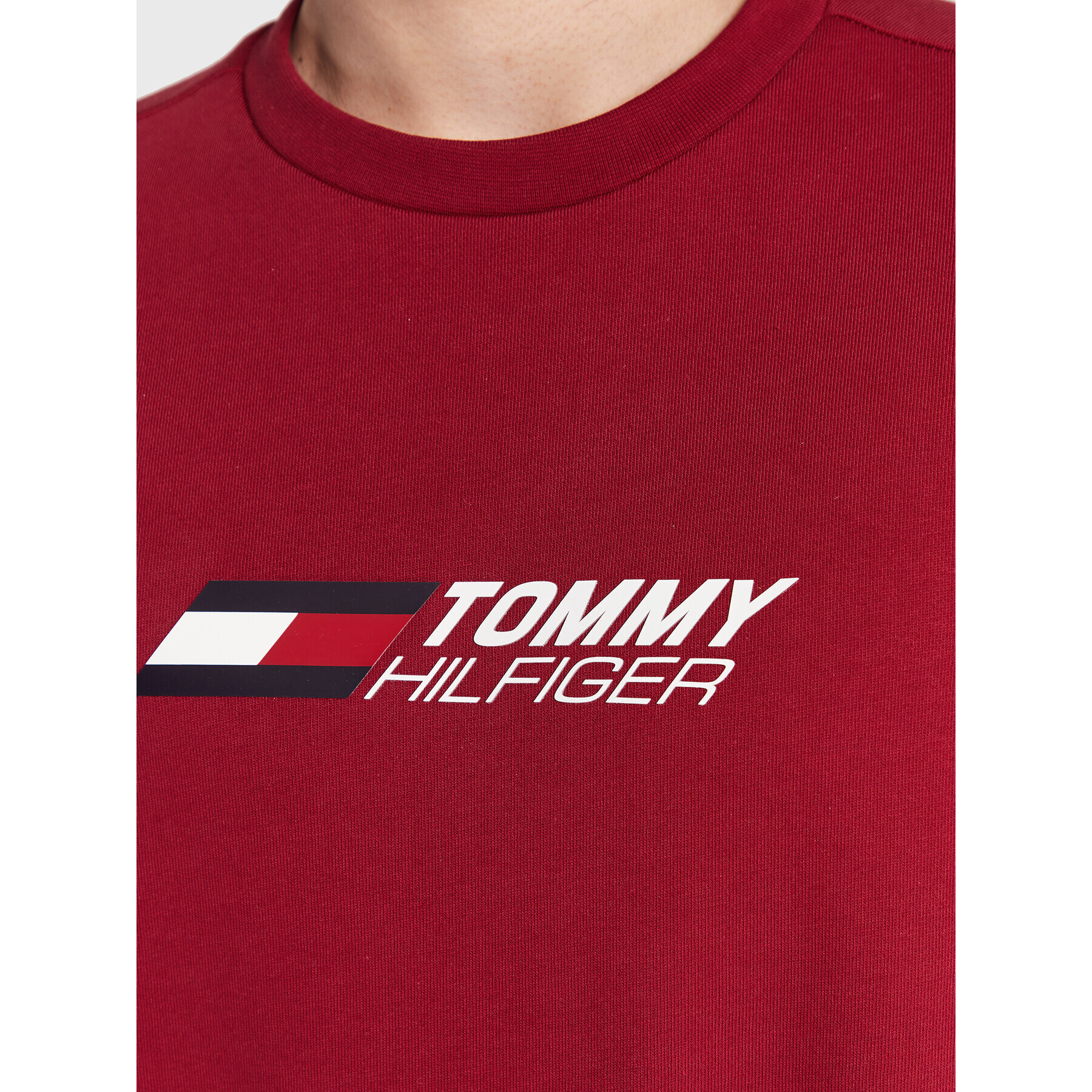 Tommy Hilfiger Mikina Essential MW0MW28995 Bordó Regular Fit - Pepit.cz