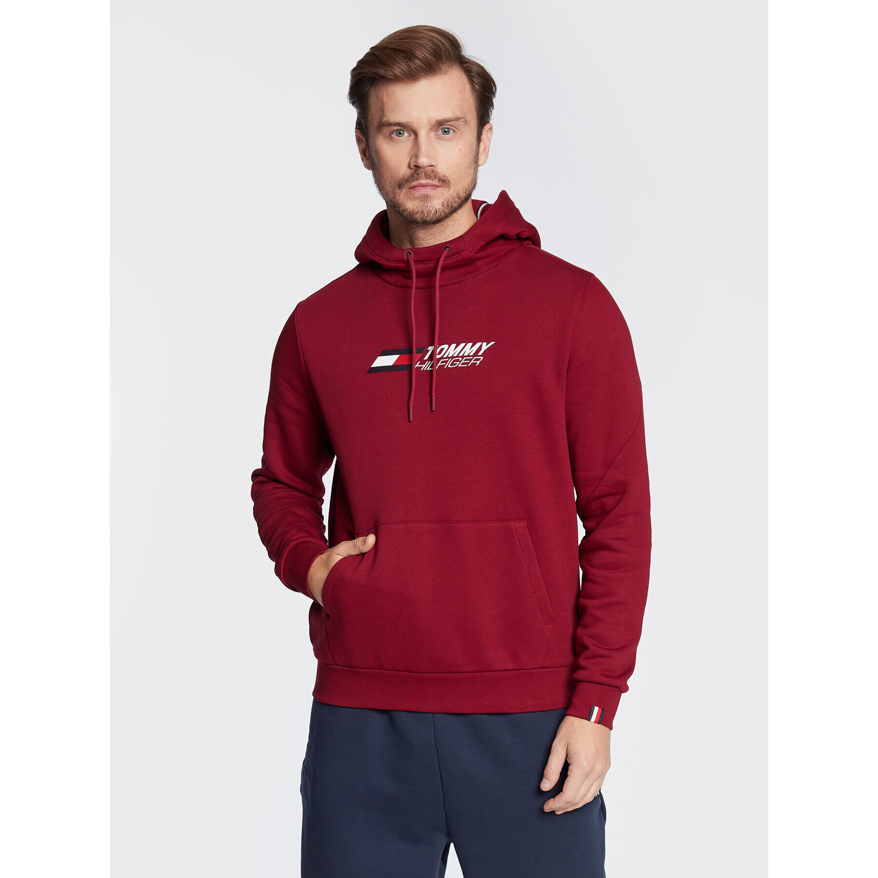 Tommy Hilfiger Mikina Essentials MW0MW27926 Bordó Regular Fit - Pepit.cz