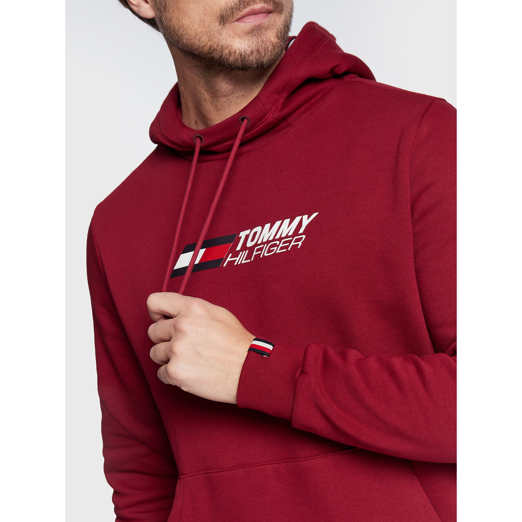 Tommy Hilfiger Mikina Essentials MW0MW27926 Bordó Regular Fit - Pepit.cz