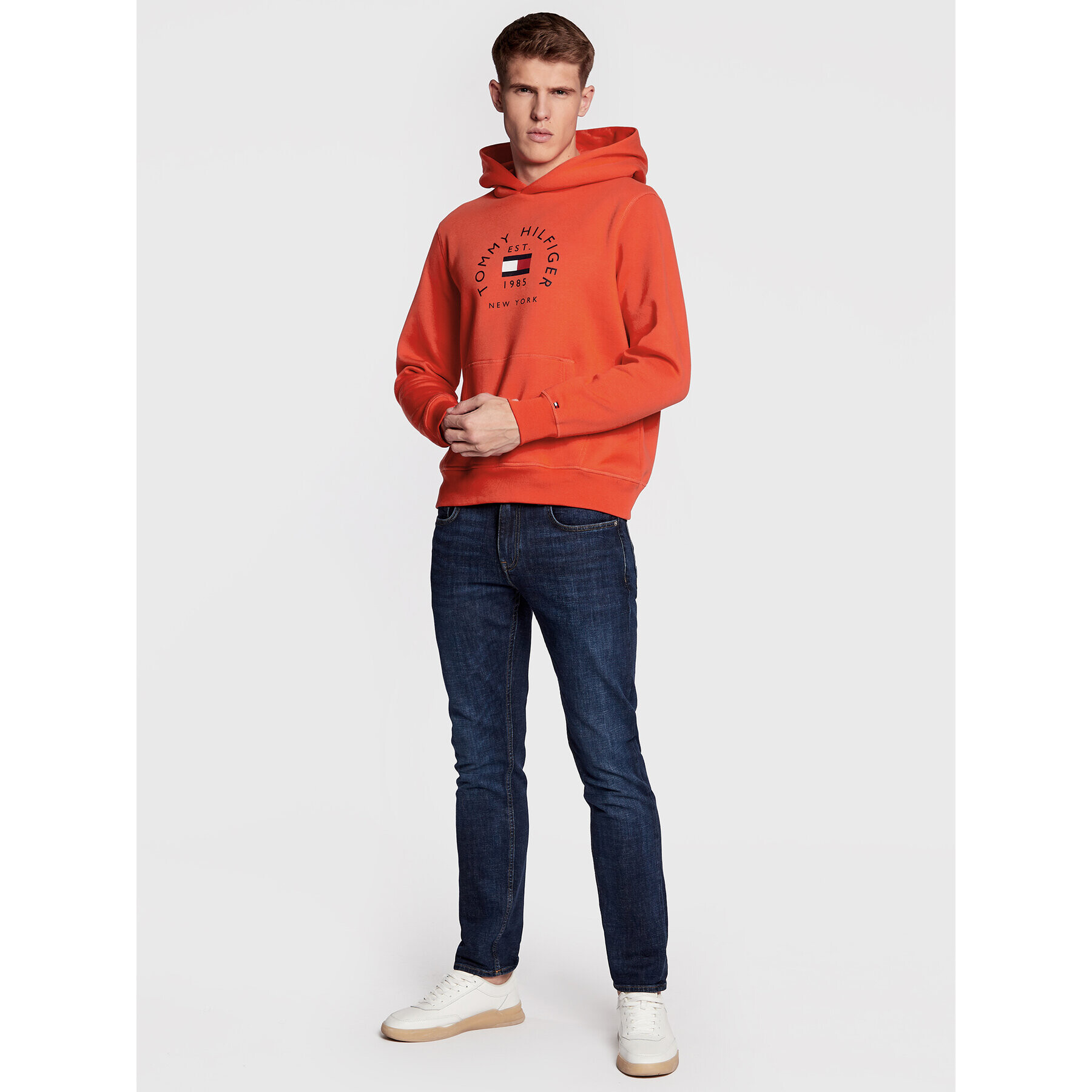 Tommy Hilfiger Mikina Flag Arch MW0MW27842 Oranžová Regular Fit - Pepit.cz