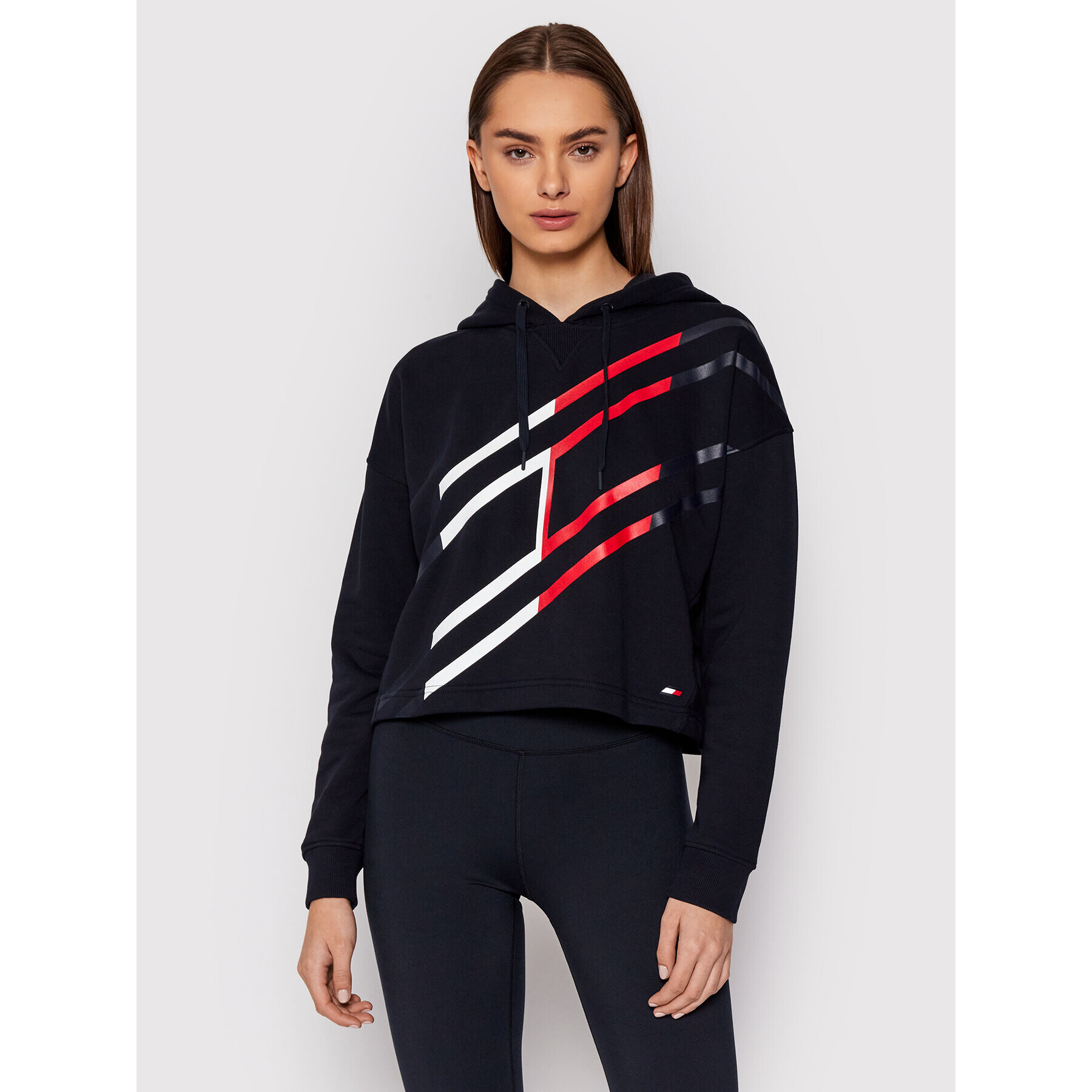 Tommy Hilfiger Mikina Flag Graphic S10S101161 Tmavomodrá Relaxed Fit - Pepit.cz