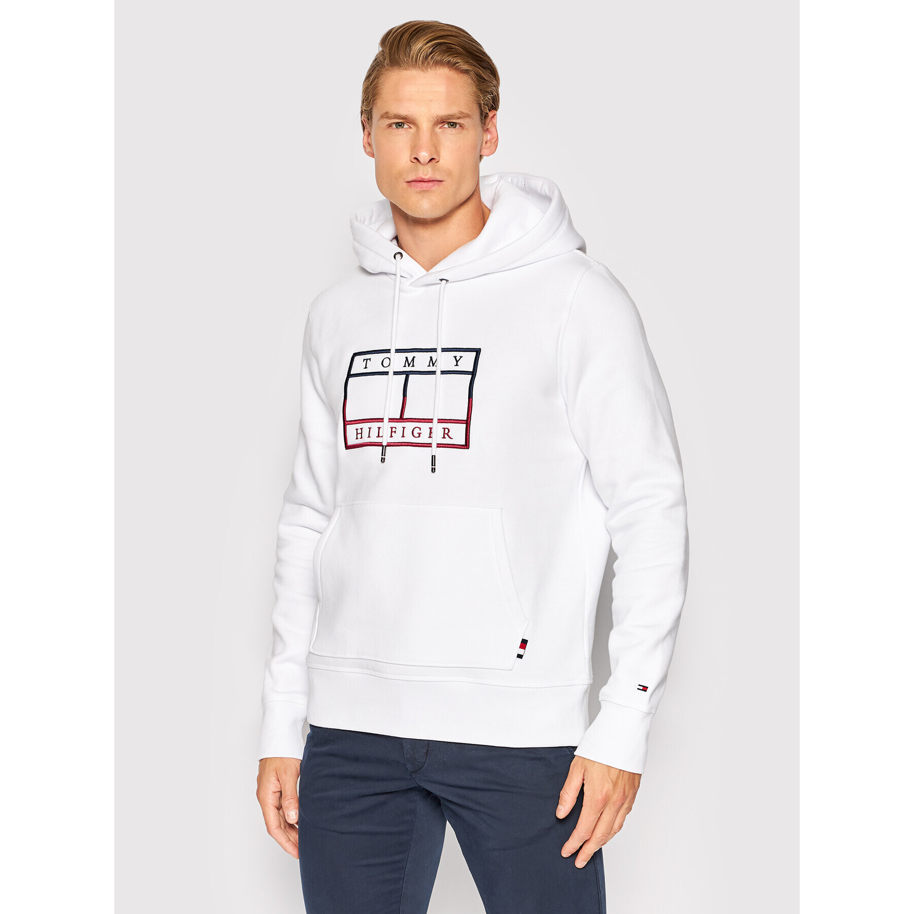 Tommy Hilfiger Mikina Flag MW0MW25600 Bílá Regular Fit - Pepit.cz