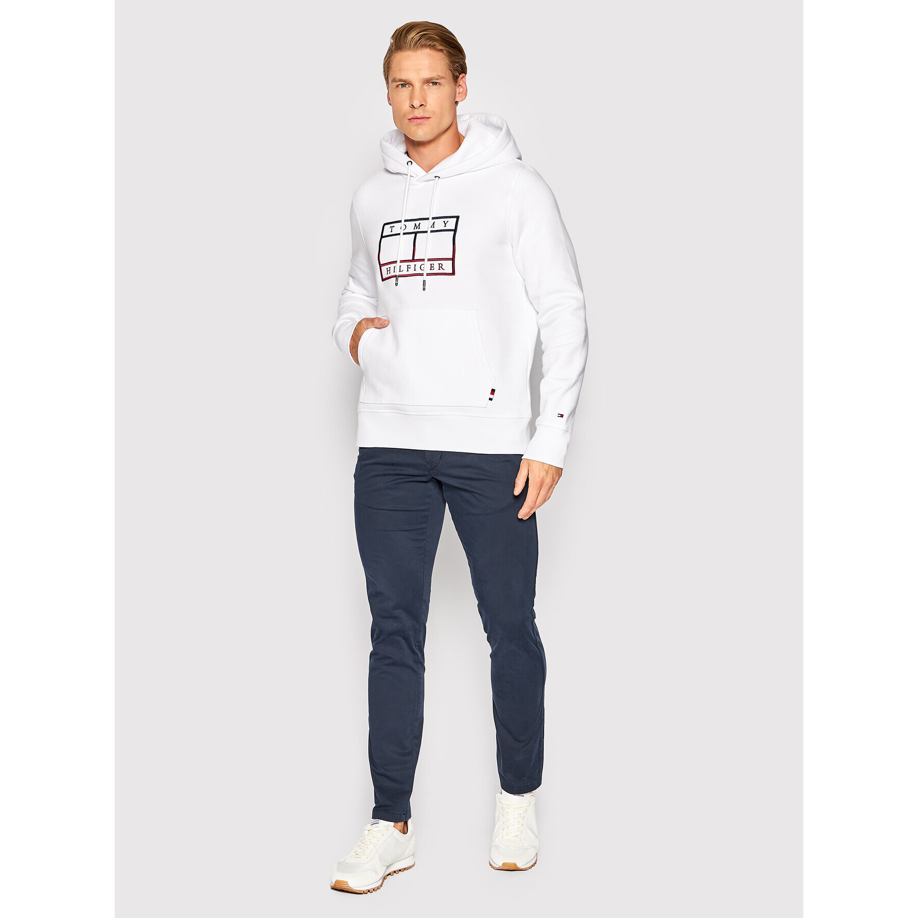 Tommy Hilfiger Mikina Flag MW0MW25600 Bílá Regular Fit - Pepit.cz