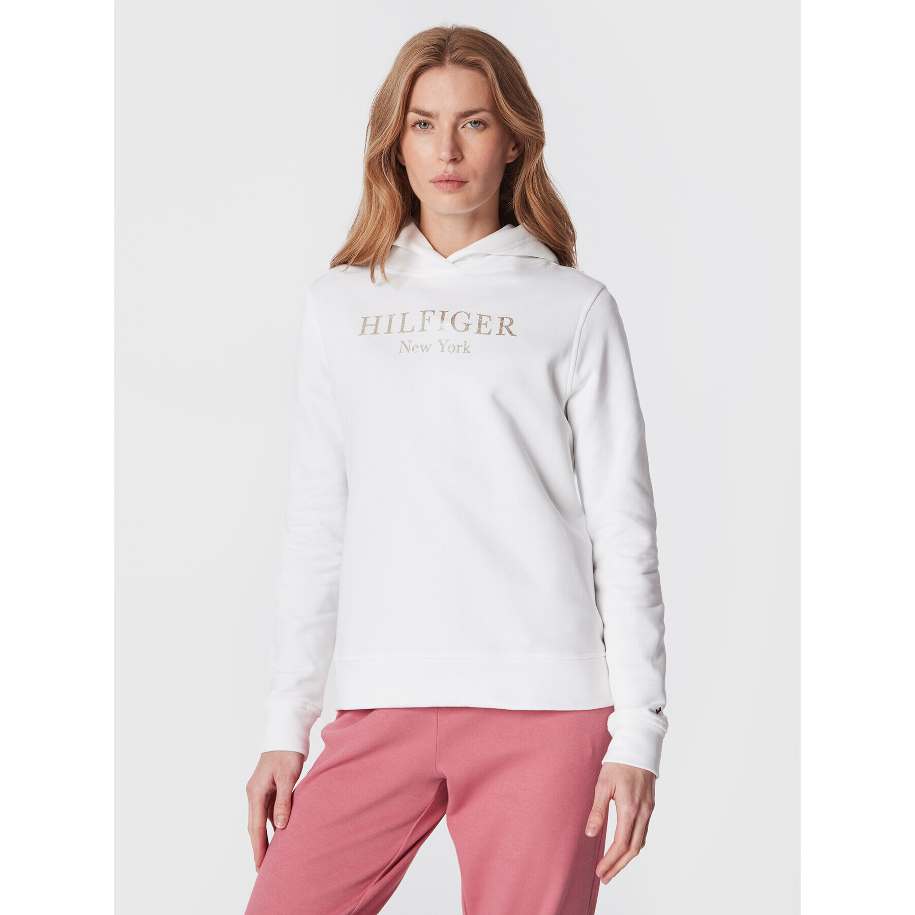 Tommy Hilfiger Mikina Foil WW0WW37181 Bílá Regular Fit - Pepit.cz