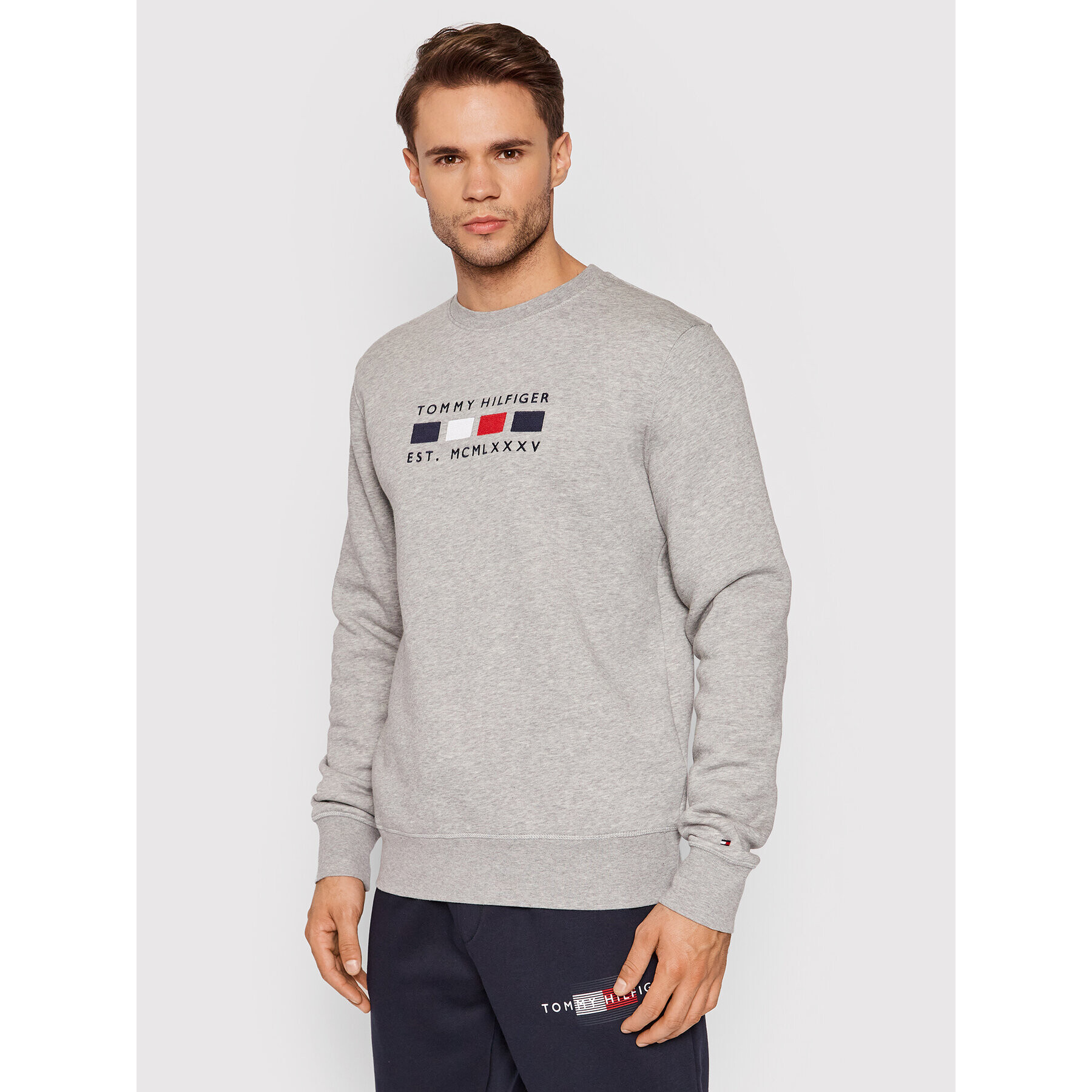 Tommy Hilfiger Mikina Four Flags MW0MW20133 Šedá Regular Fit - Pepit.cz