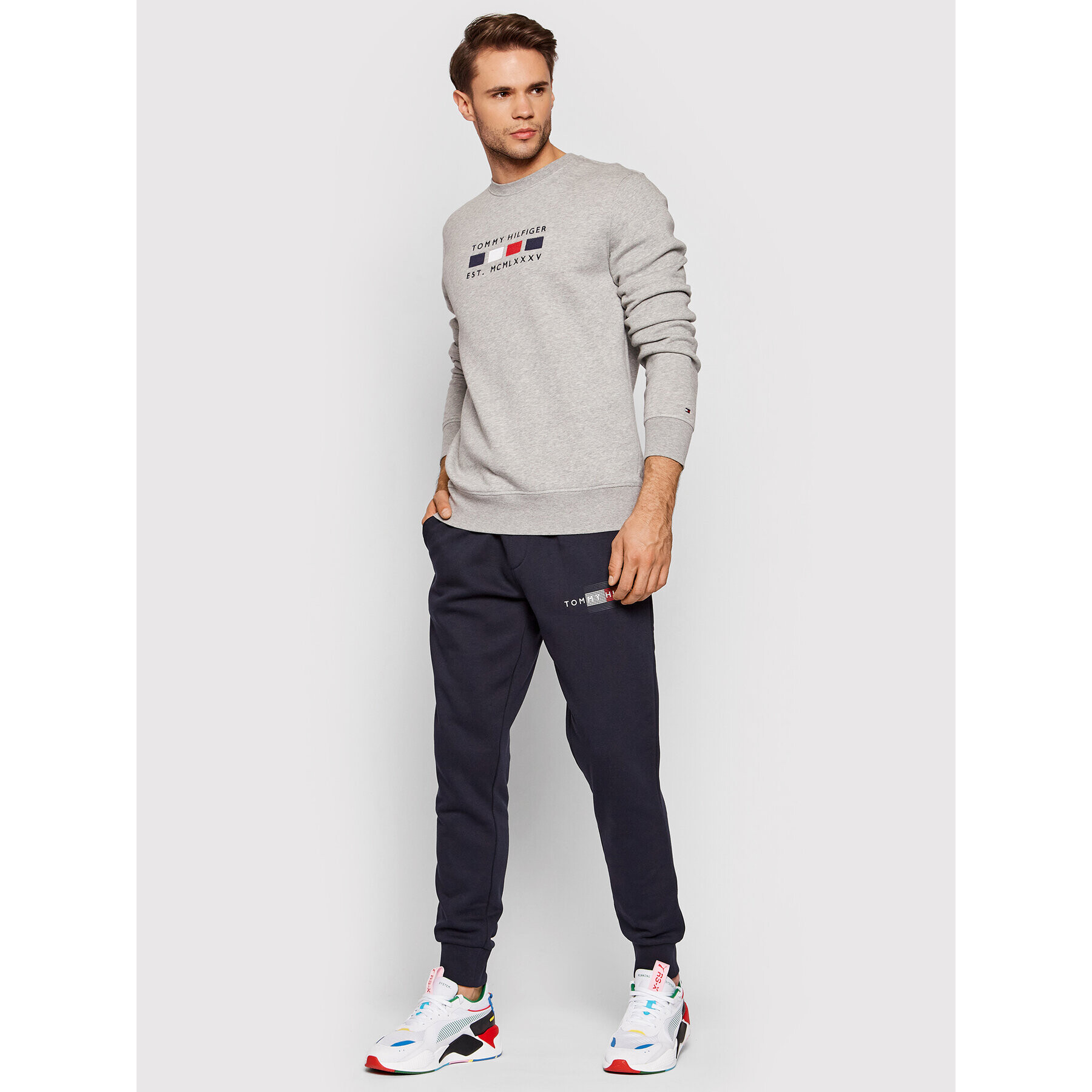 Tommy Hilfiger Mikina Four Flags MW0MW20133 Šedá Regular Fit - Pepit.cz