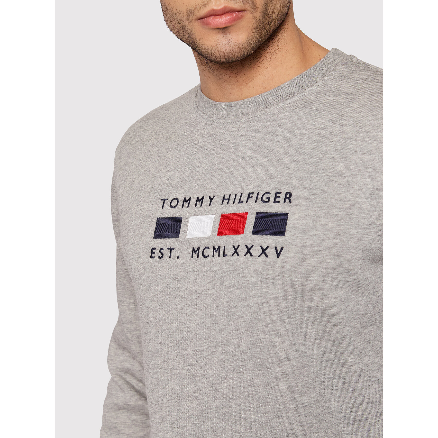 Tommy Hilfiger Mikina Four Flags MW0MW20133 Šedá Regular Fit - Pepit.cz