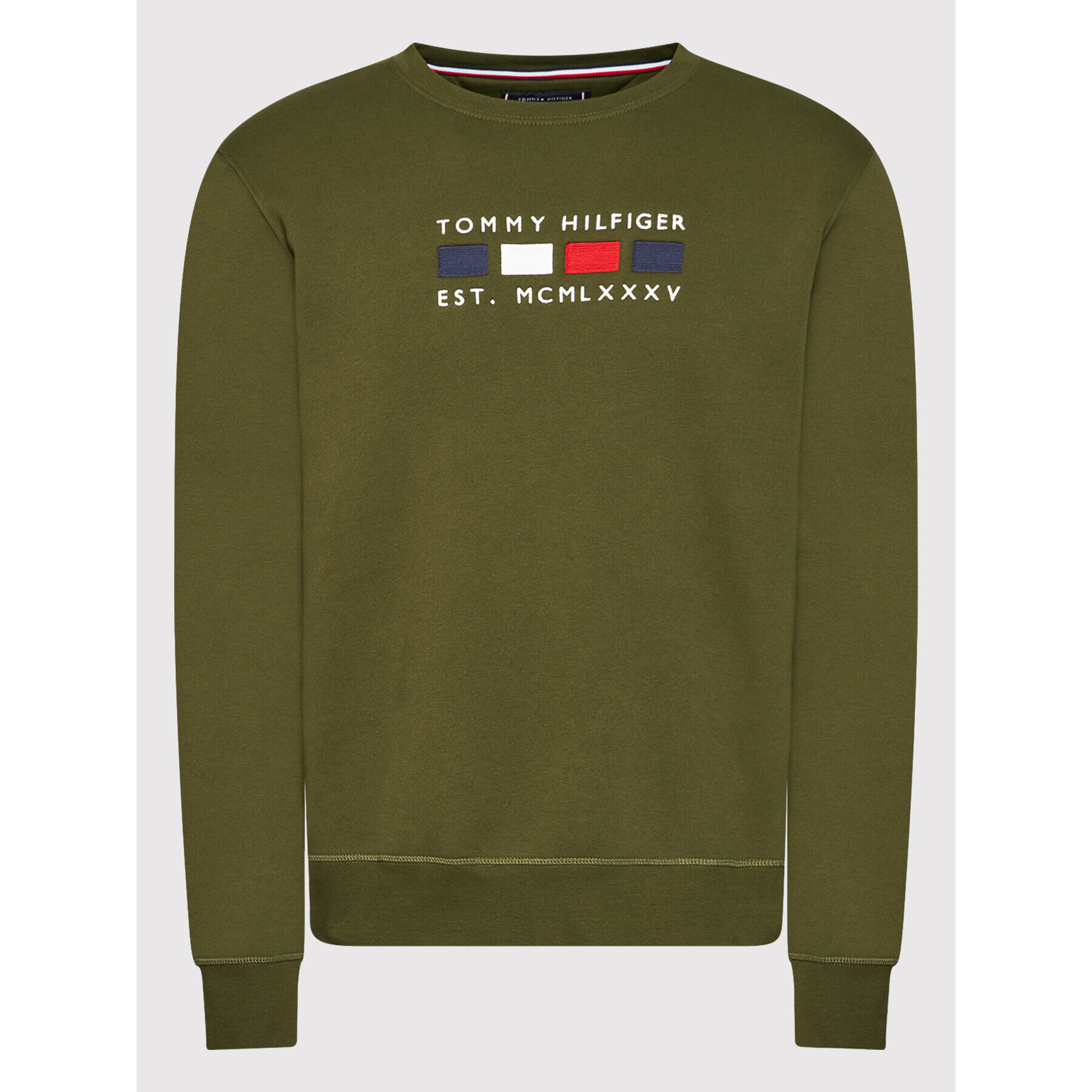 Tommy Hilfiger Mikina Four Flags MW0MW20133 Zelená Regular Fit - Pepit.cz