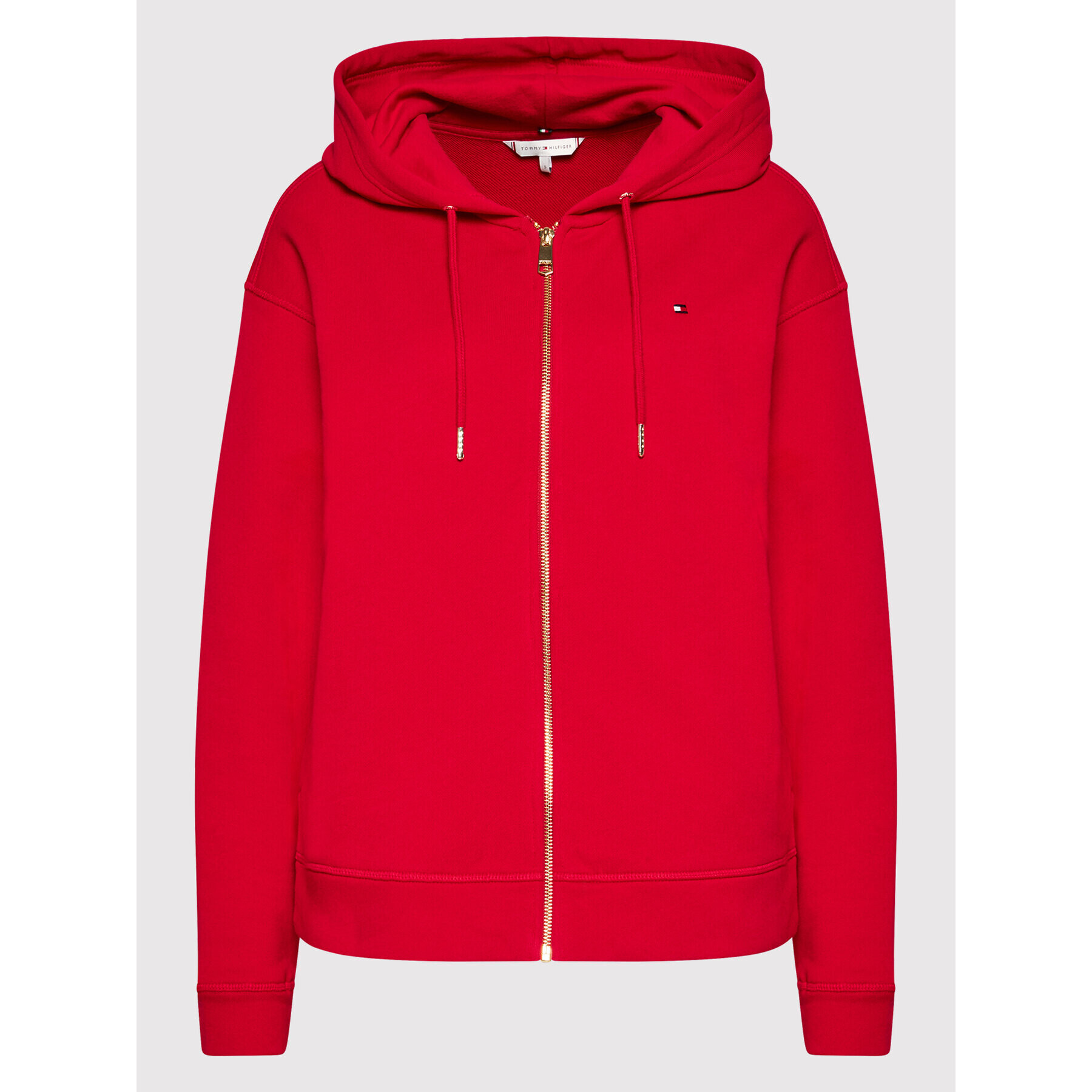 Tommy Hilfiger Mikina Full Zip WW0WW32304 Červená Relaxed Fit - Pepit.cz