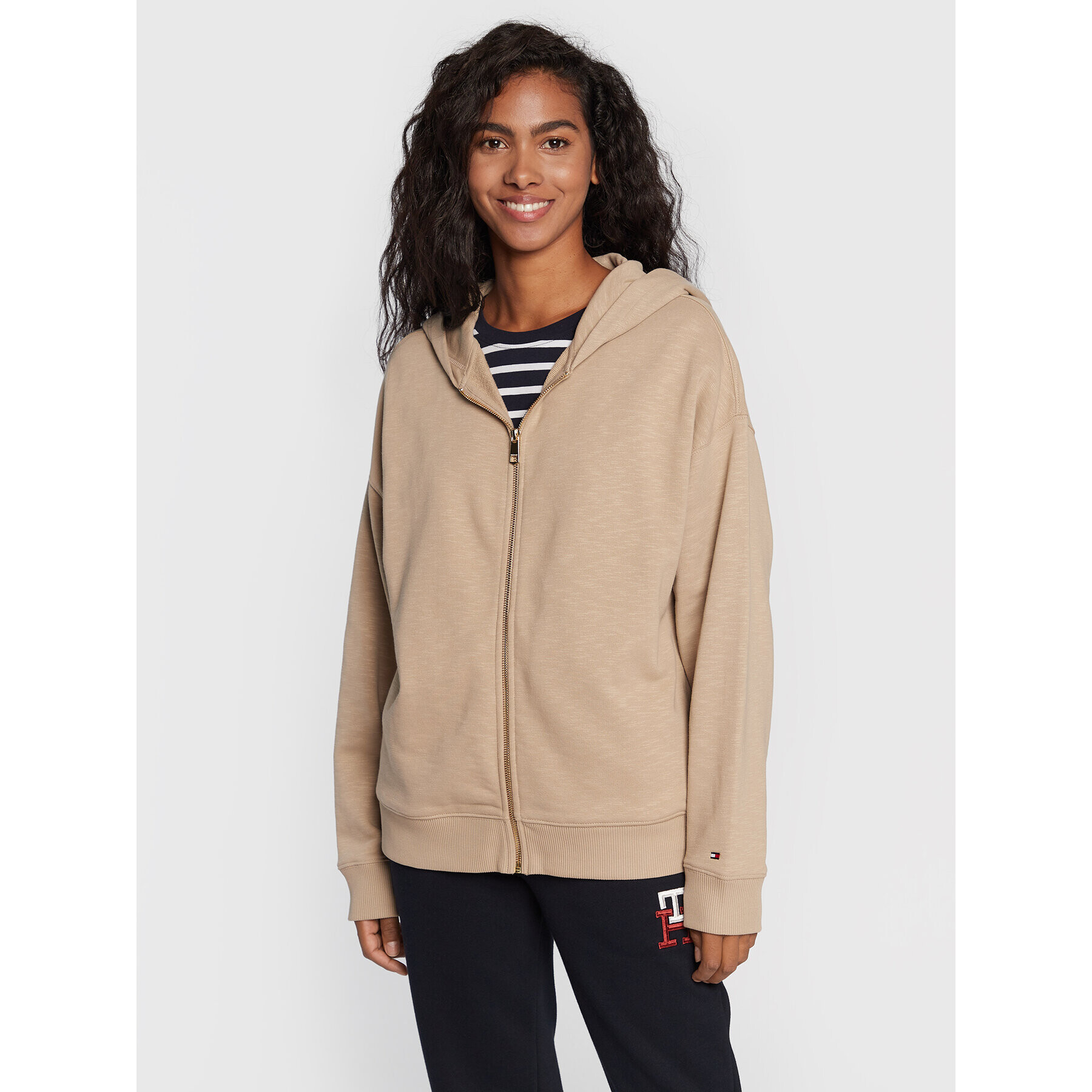 Tommy Hilfiger Mikina Full Zip WW0WW35250 Béžová Relaxed Fit - Pepit.cz