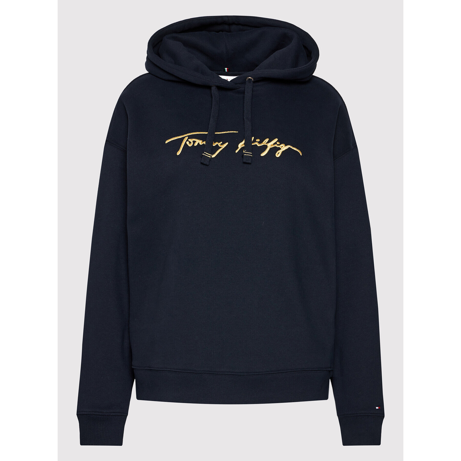 Tommy Hilfiger Mikina Gold Script WW0WW29888 Tmavomodrá Relaxed Fit - Pepit.cz