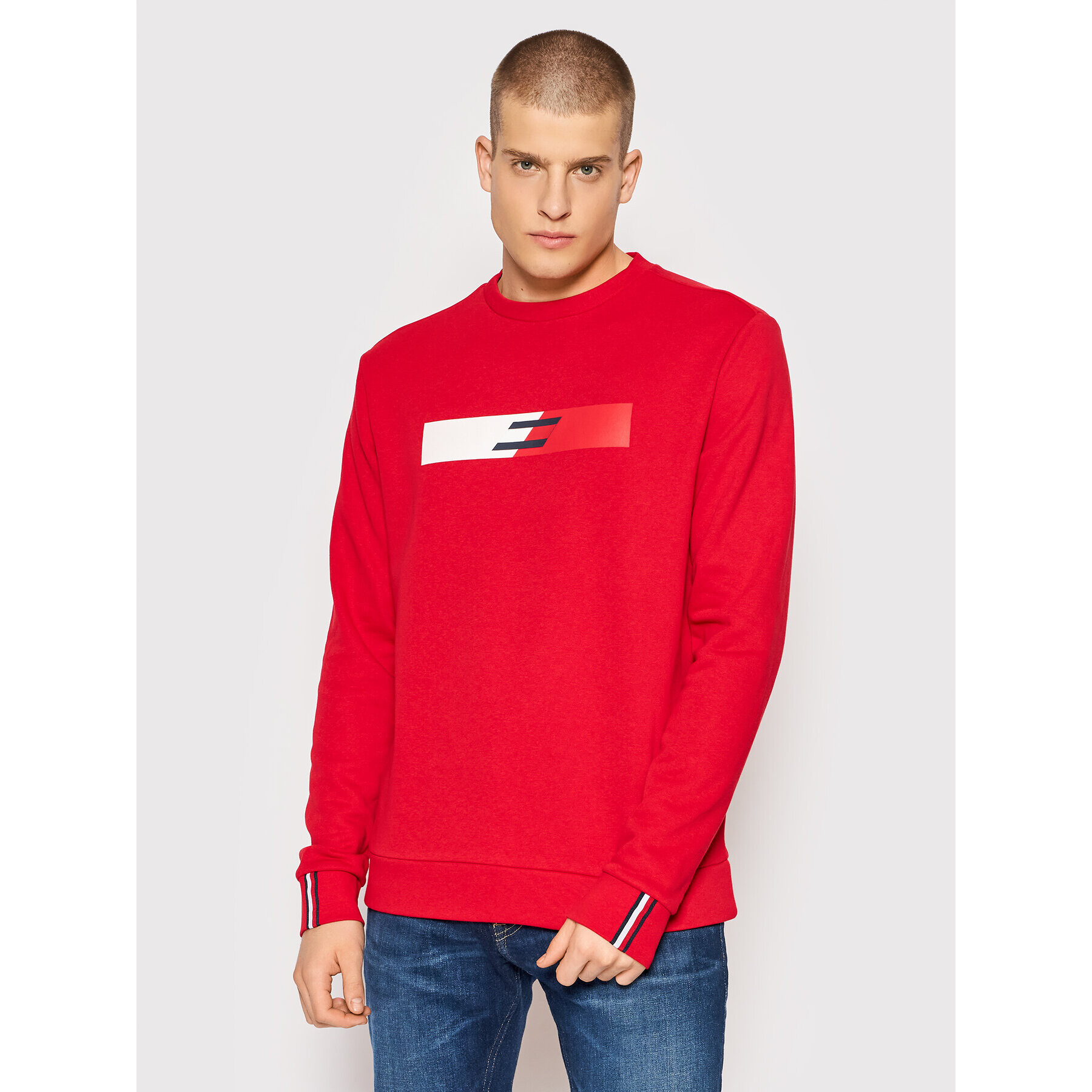 Tommy Hilfiger Mikina Graphic Crew MW0MW19762 Červená Regular Fit - Pepit.cz