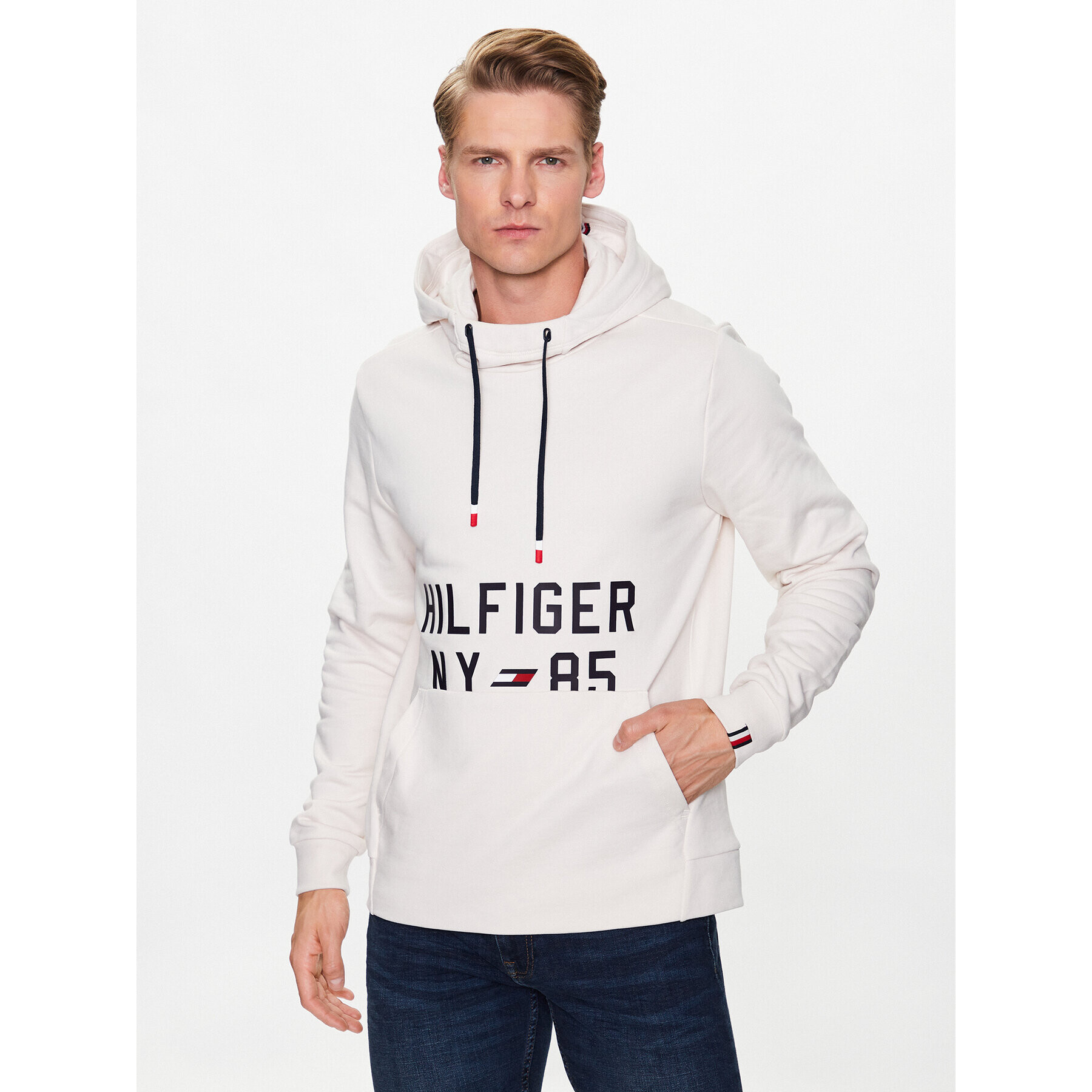 Tommy Hilfiger Mikina Graphic MW0MW30400 Écru Regular Fit - Pepit.cz